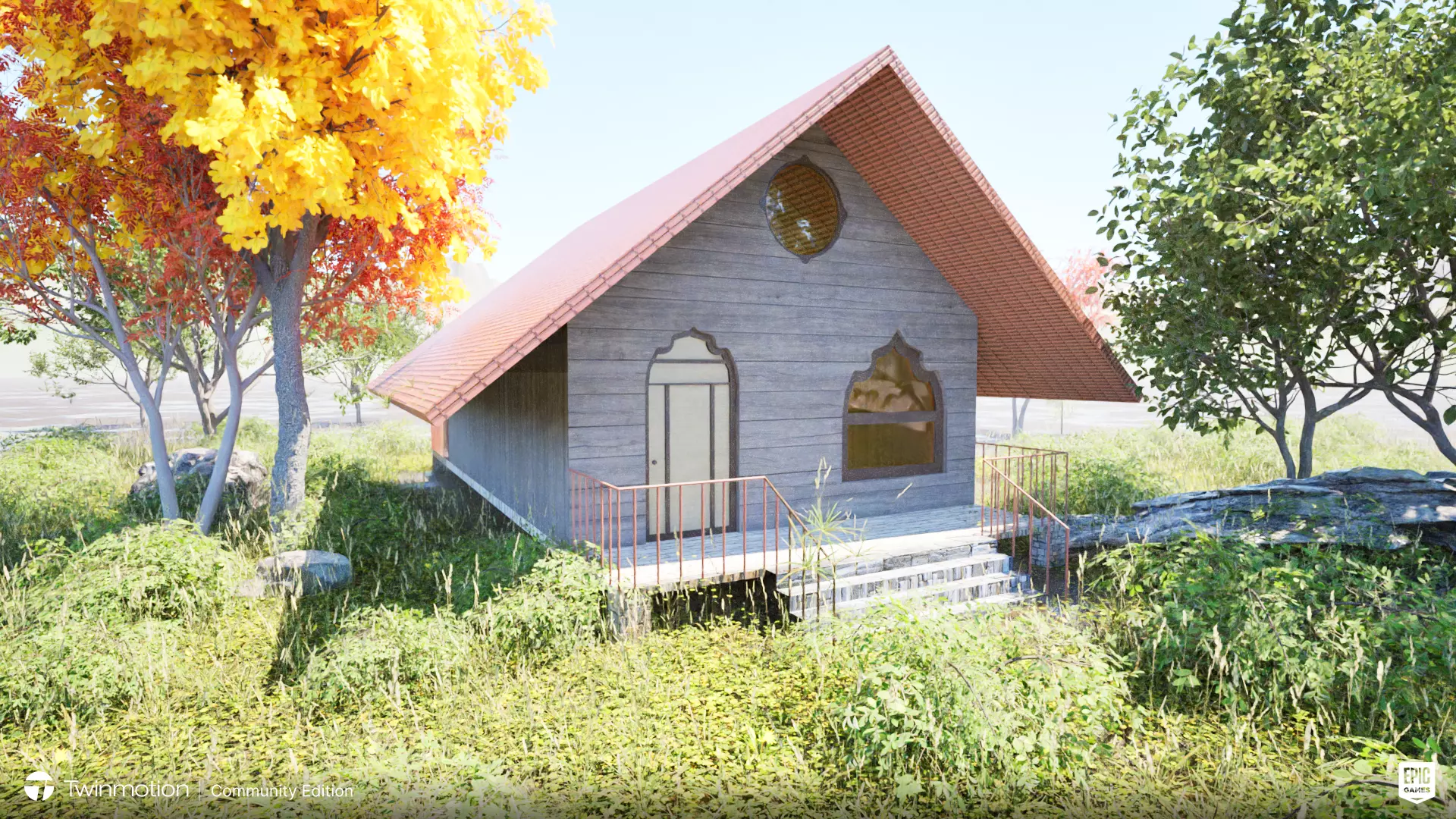 a small simple countryside home Free 3D model_0