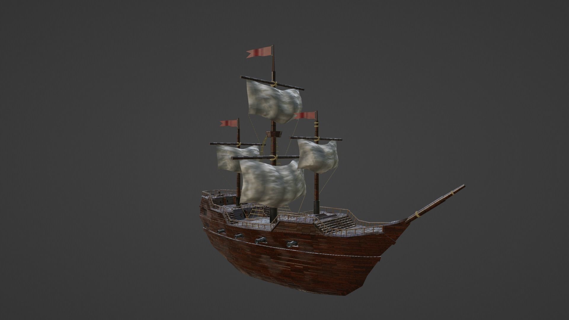 Free Pirate Ship Free low-poly 3D model_2
