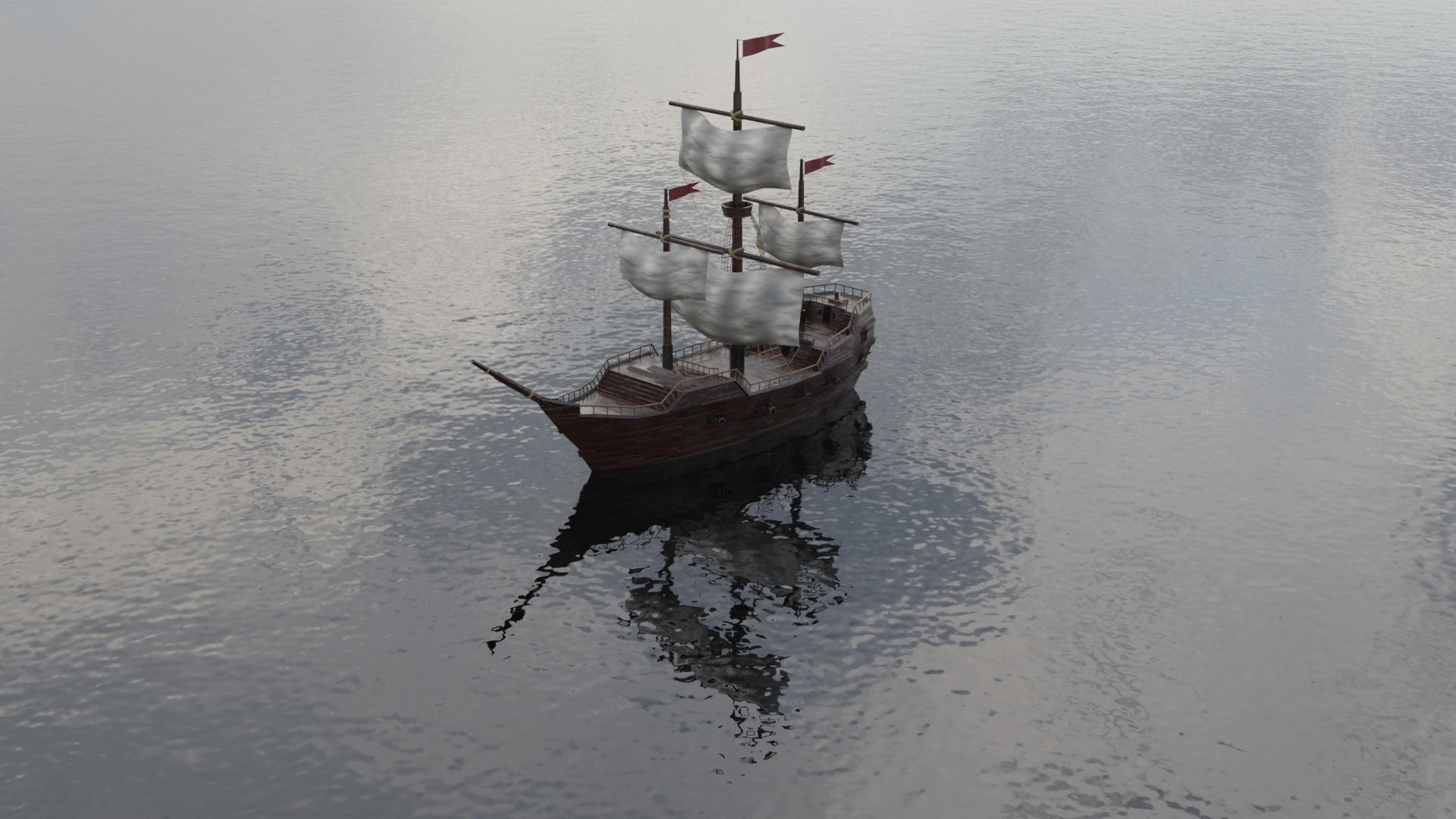 Free Pirate Ship Free low-poly 3D model_1
