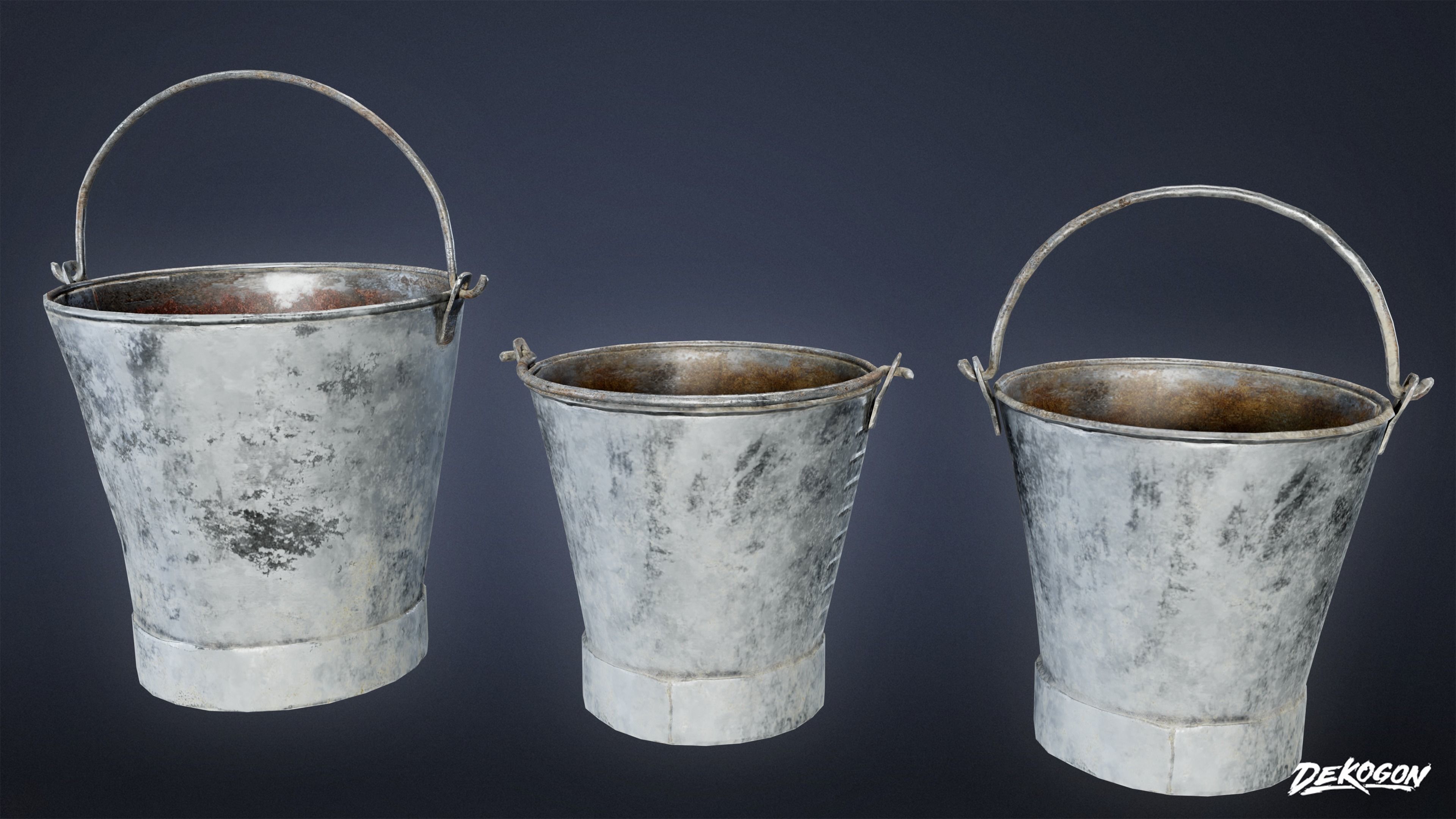 MEDIEVAL - Metal Bucket 01 - LOW POLY Low-poly 3D model_7