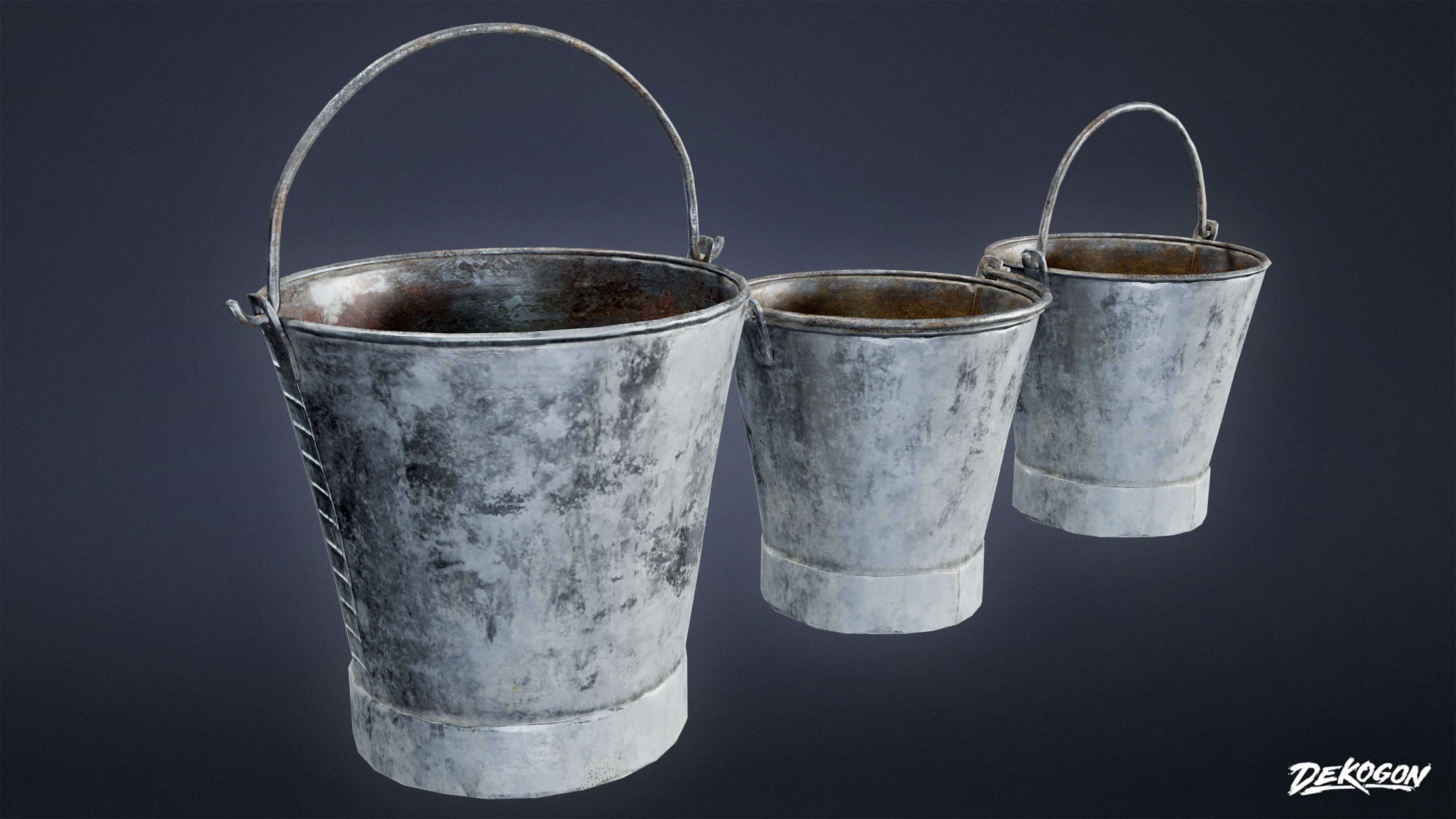 MEDIEVAL - Metal Bucket 01 - LOW POLY Low-poly 3D model_10