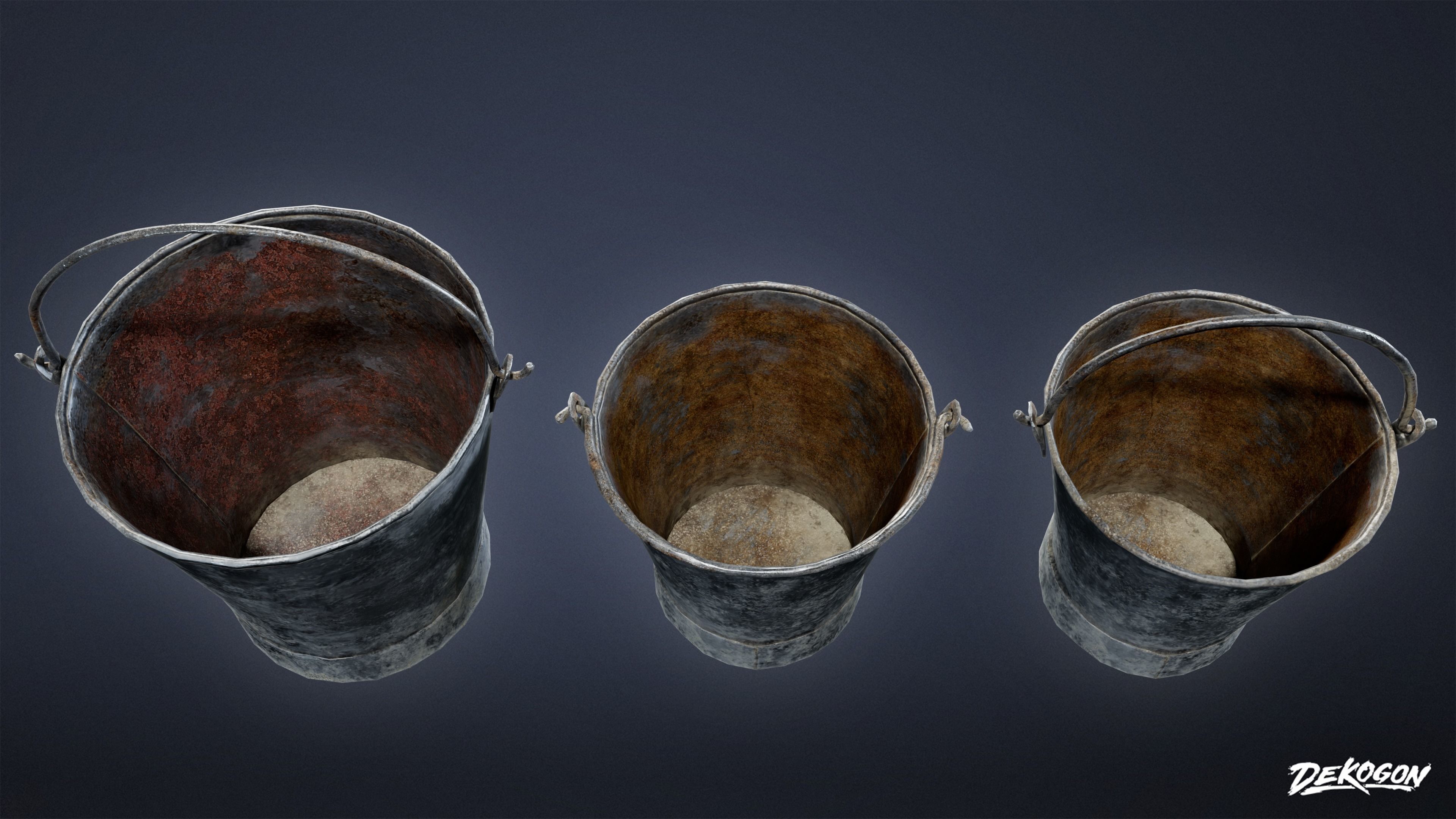 MEDIEVAL - Metal Bucket 01 - LOW POLY Low-poly 3D model_9