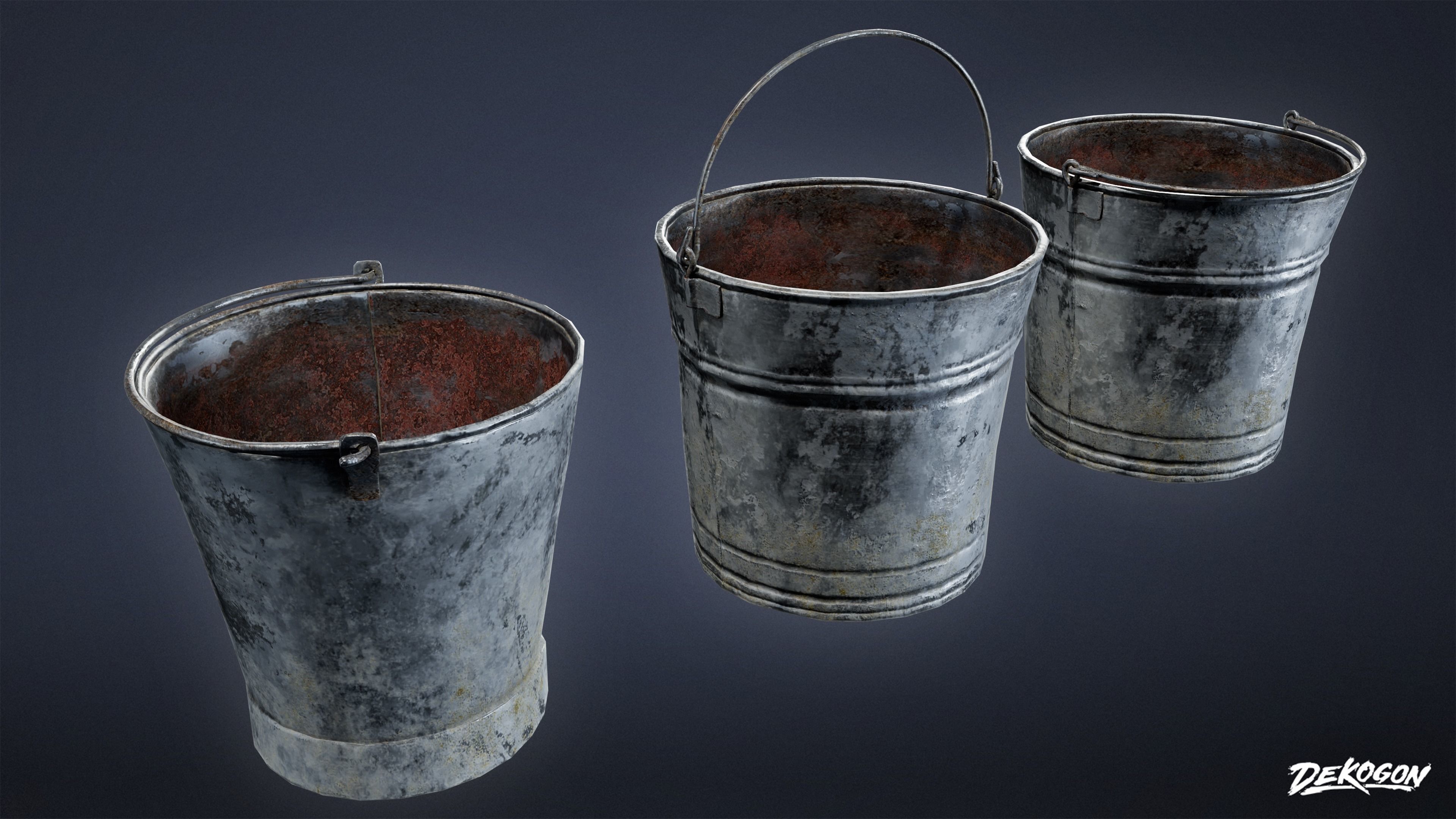 MEDIEVAL - Metal Bucket 01 - LOW POLY Low-poly 3D model_3