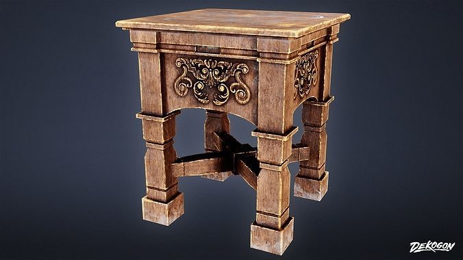MEDIEVAL - Night Stand 01 - LOW POLY Low-poly 3D model