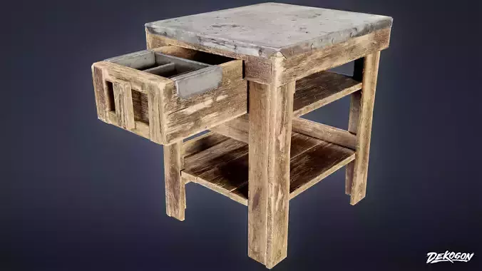 MEDIEVAL - Old Style Side Table 01 - LOW POLY