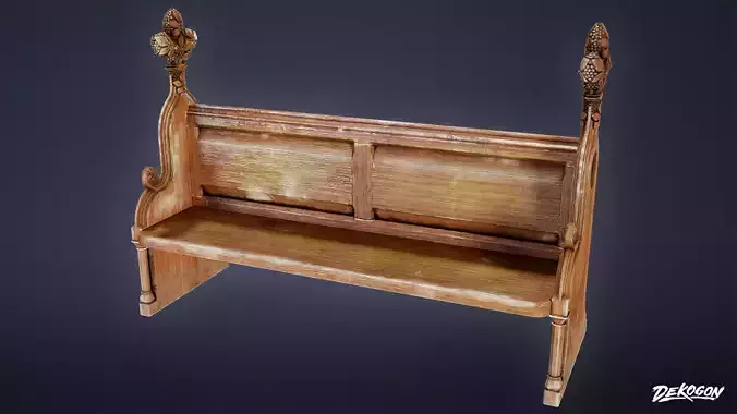 MEDIEVAL - Pew 01 - LOW POLY