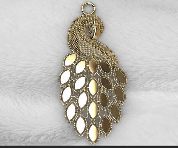 PENDENTS PEACOCK GOLD SILVER FOR WOMEN STL FILE Low-poly 3D print model