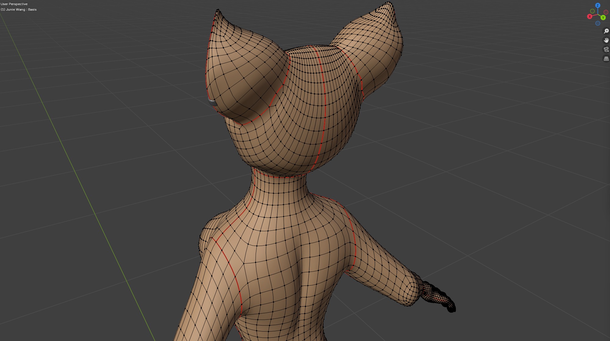 Junie Anthro Fox Low-poly 3D model_52