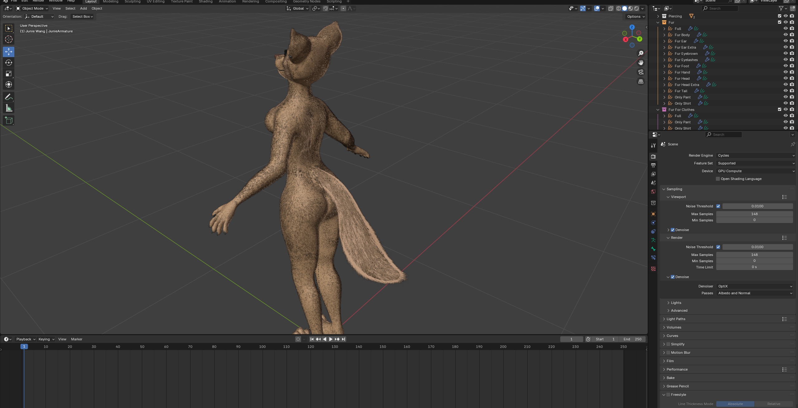 Junie Anthro Fox Low-poly 3D model_66