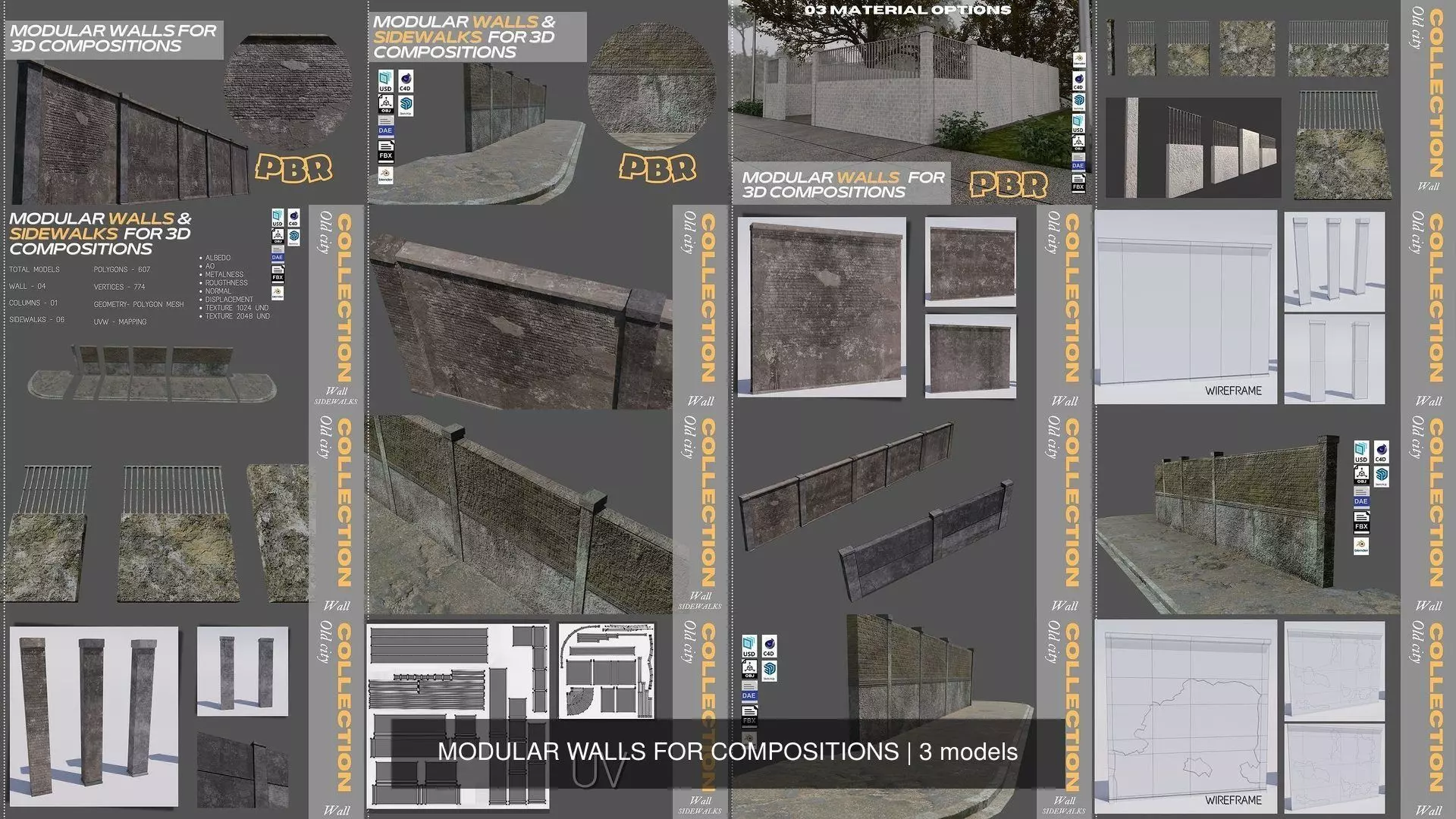 MODULAR WALLS FOR COMPOSITIONS 3D Model Pack