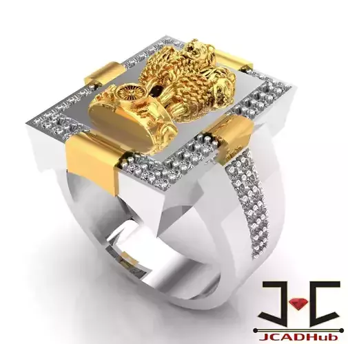 0199 - Ashok Stambh Gold Ring 3D print model