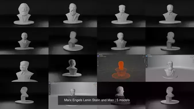Marx Engels Lenin Stalin and Mao 3D Model Collection