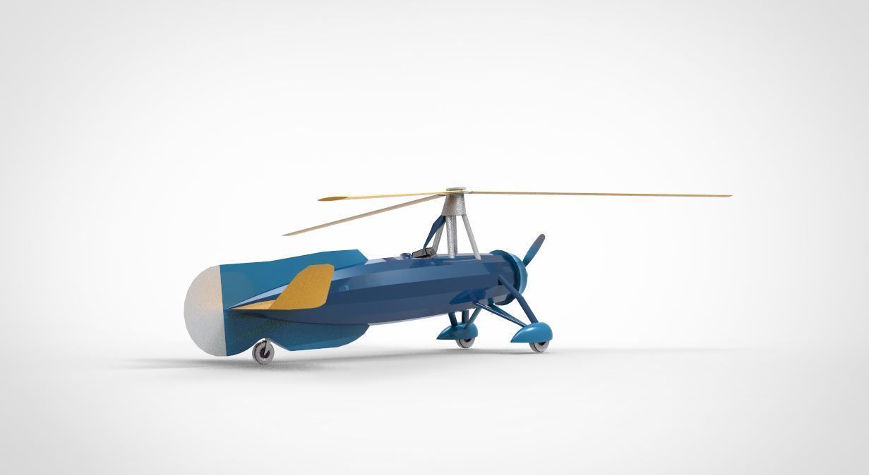 helicopter Autogiro Kellett 3D model_2