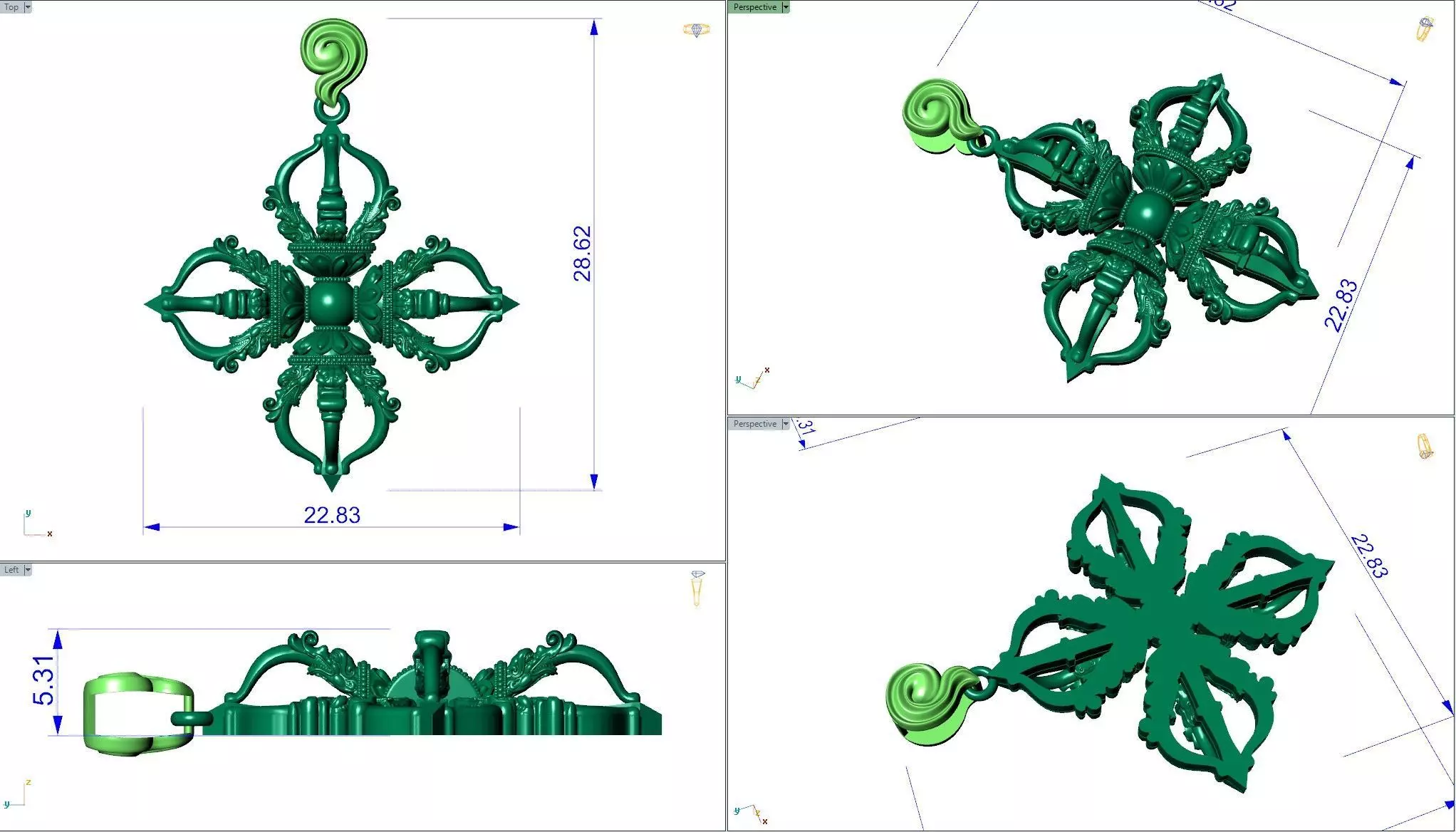 Vajra mace pedant 3D print model_5