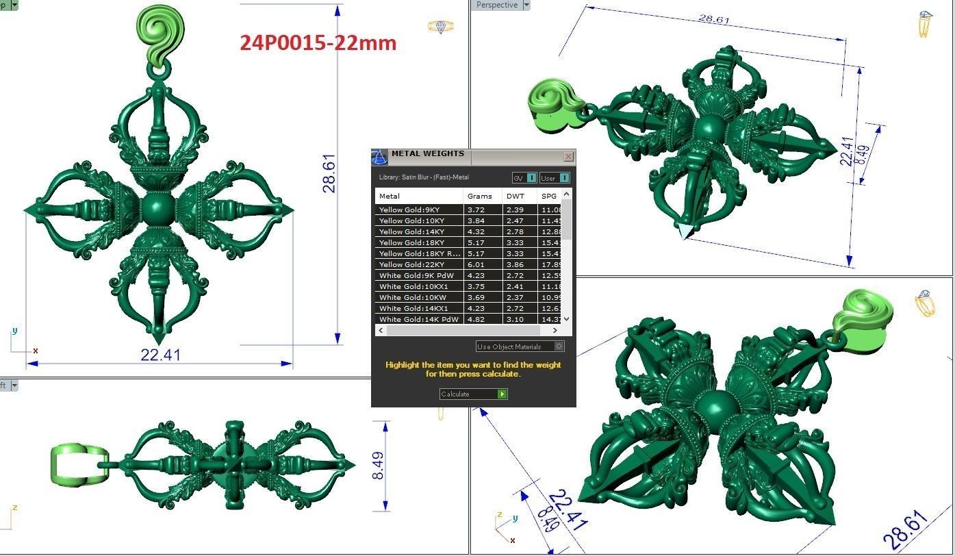 Vajra mace pedant 3D print model_3