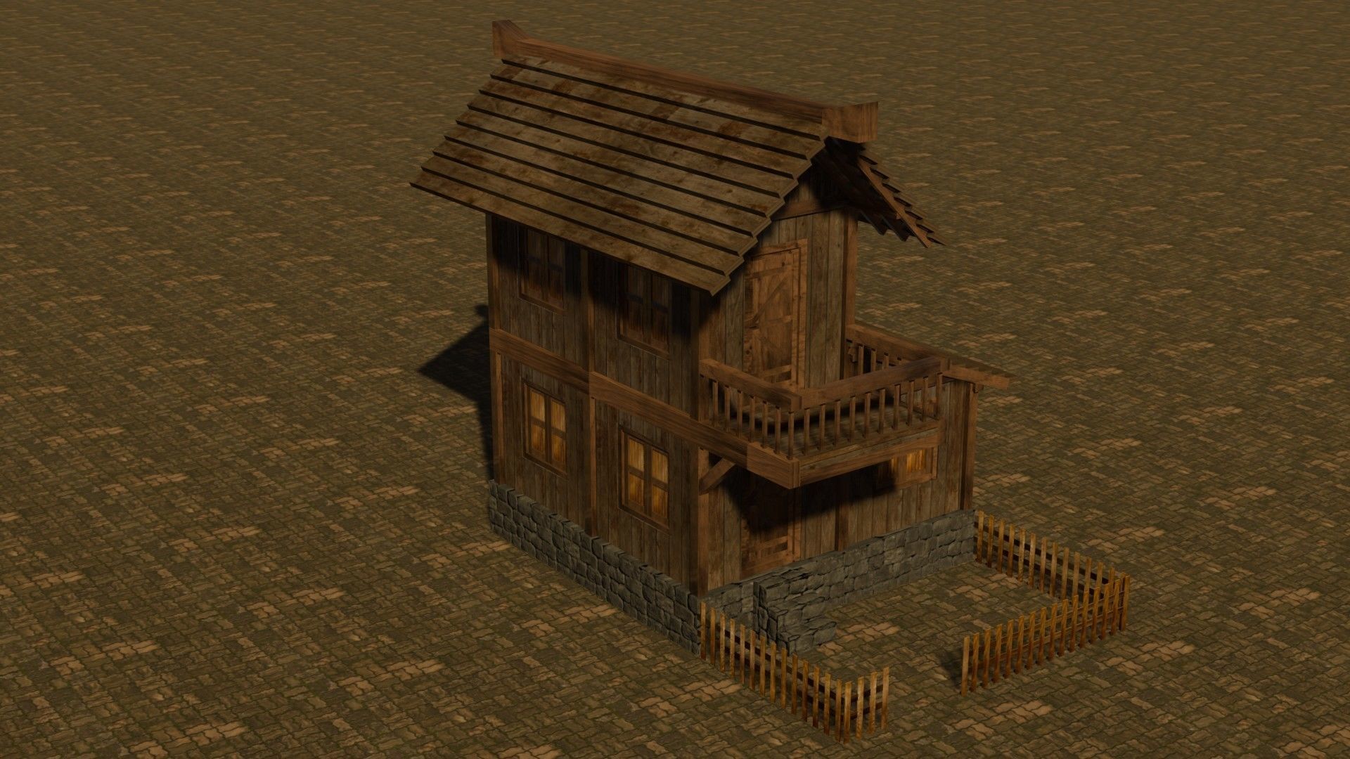 Medieval house nine 6 Low-poly 3D model_4