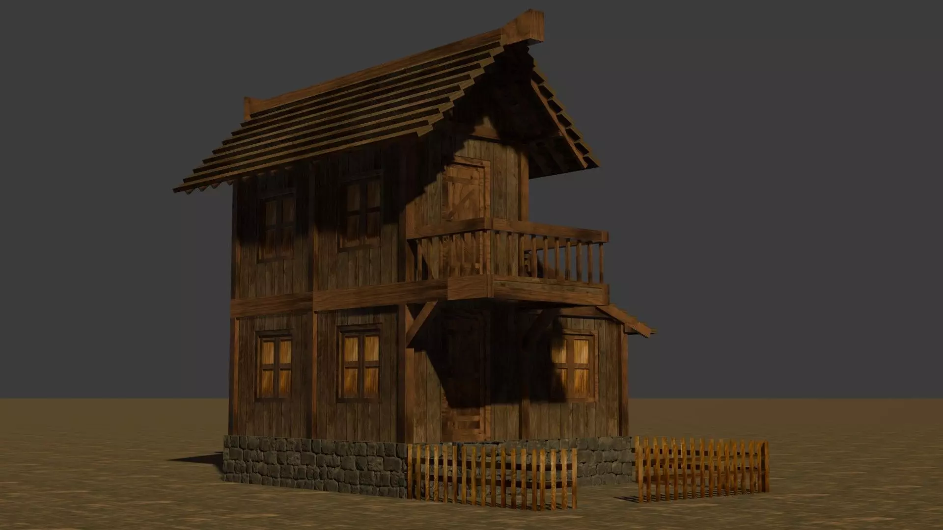 Medieval house nine 6 Low-poly 3D model_0