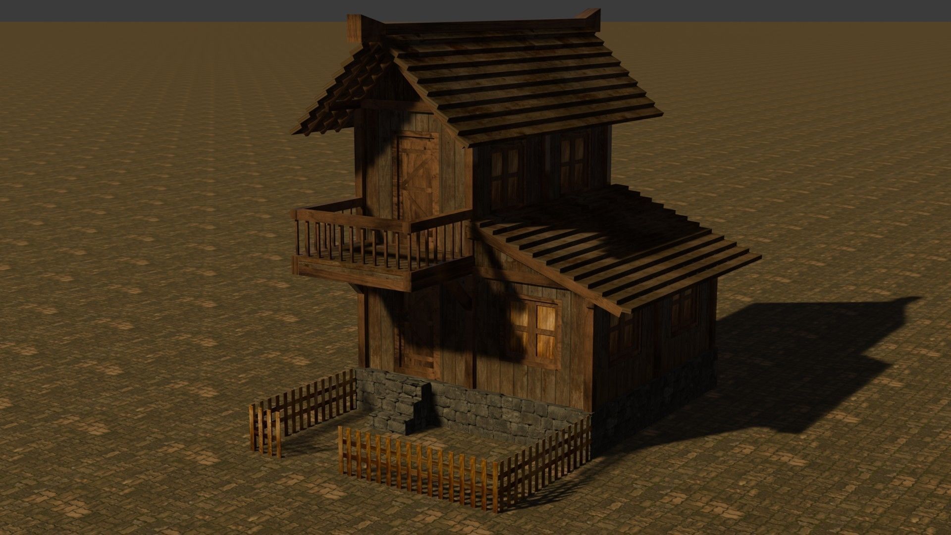 Medieval house nine 6 Low-poly 3D model_2