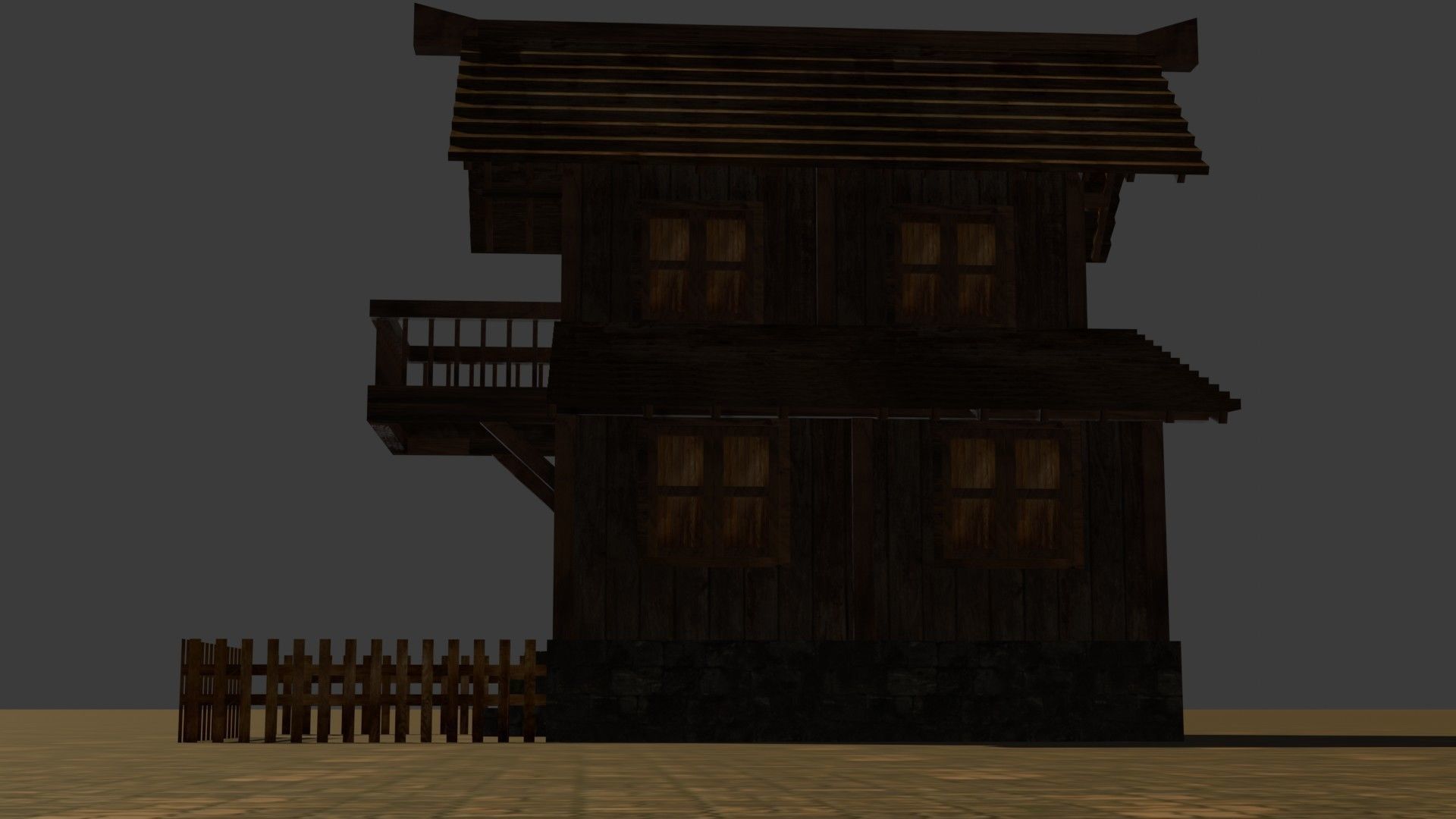 Medieval house nine 6 Low-poly 3D model_12