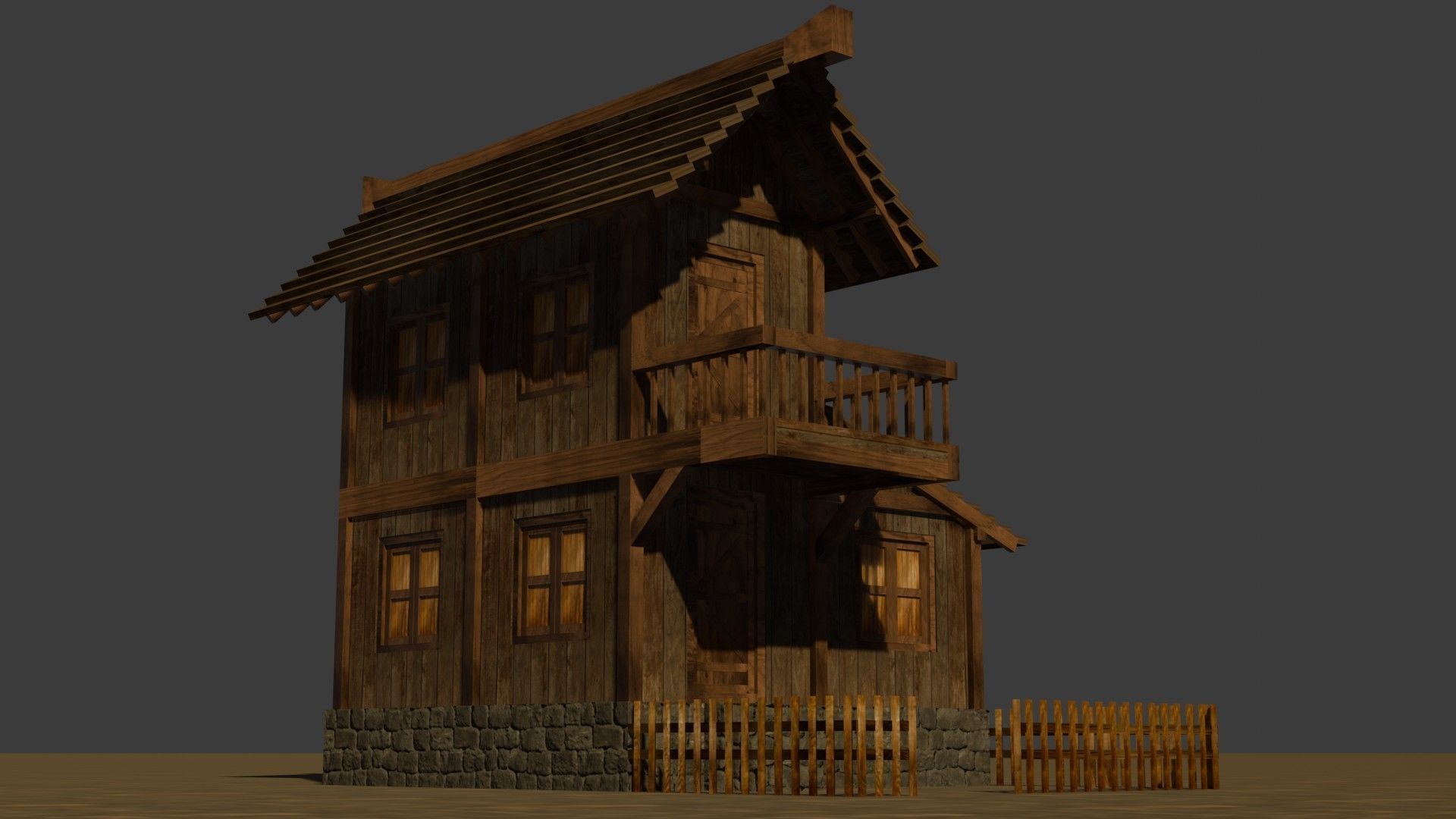 Medieval house nine 6 Low-poly 3D model_11