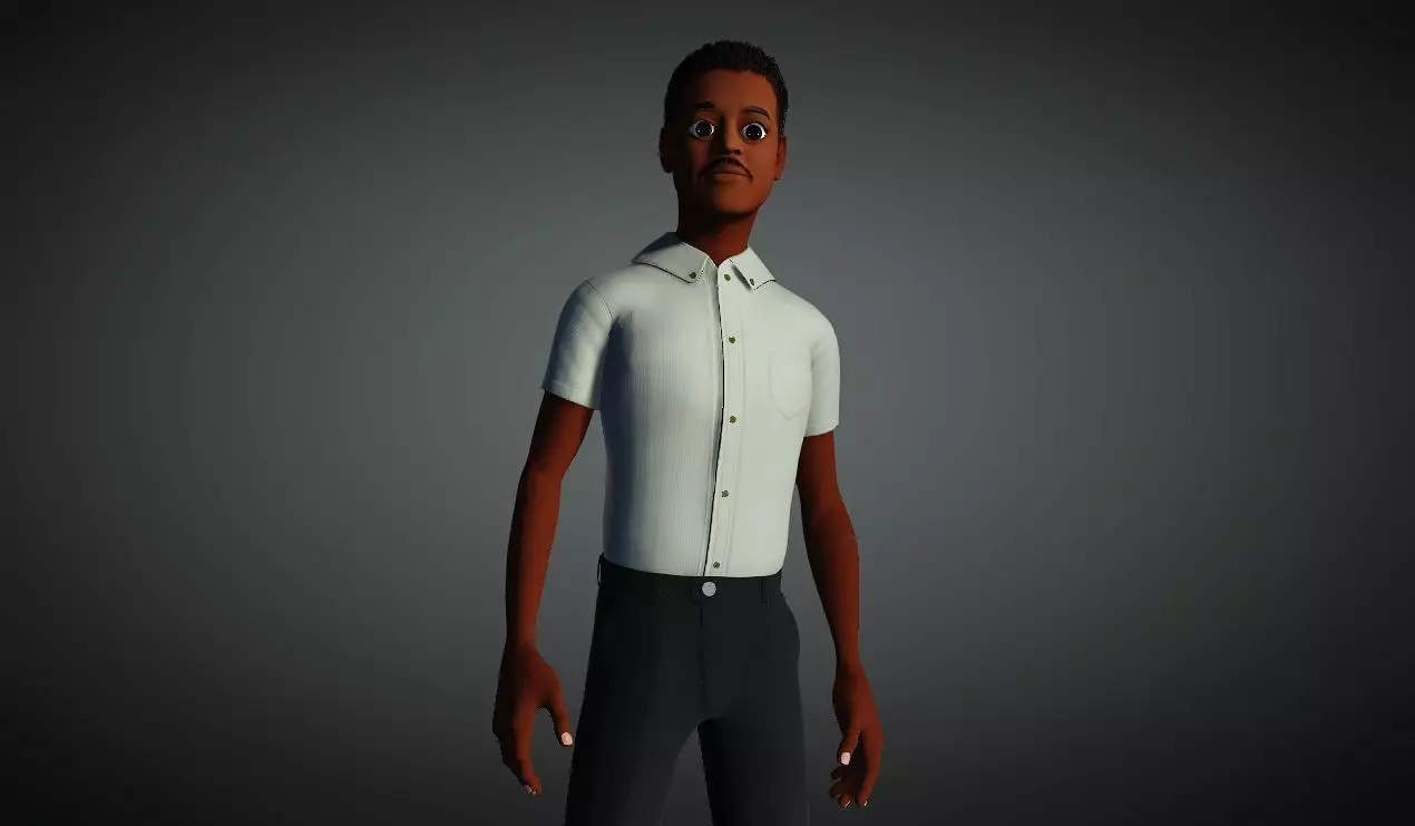 Cartoon father Low-poly 3D model_0