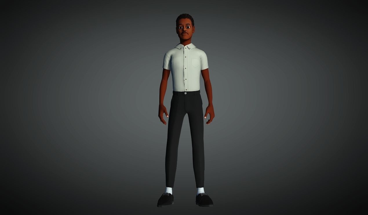 Cartoon father Low-poly 3D model_3