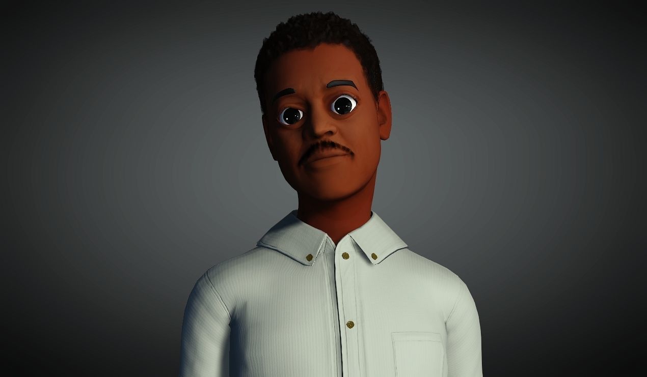 Cartoon father Low-poly 3D model_2