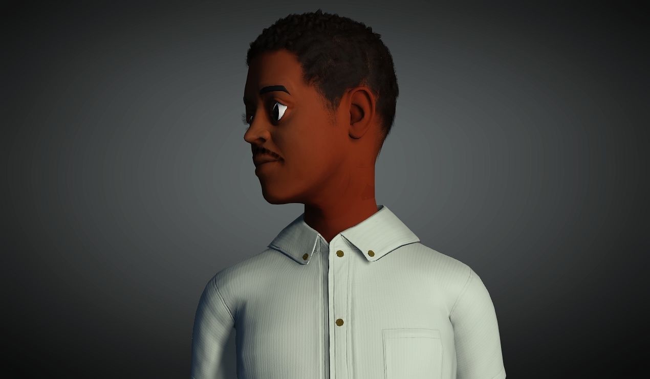 Cartoon father Low-poly 3D model_1