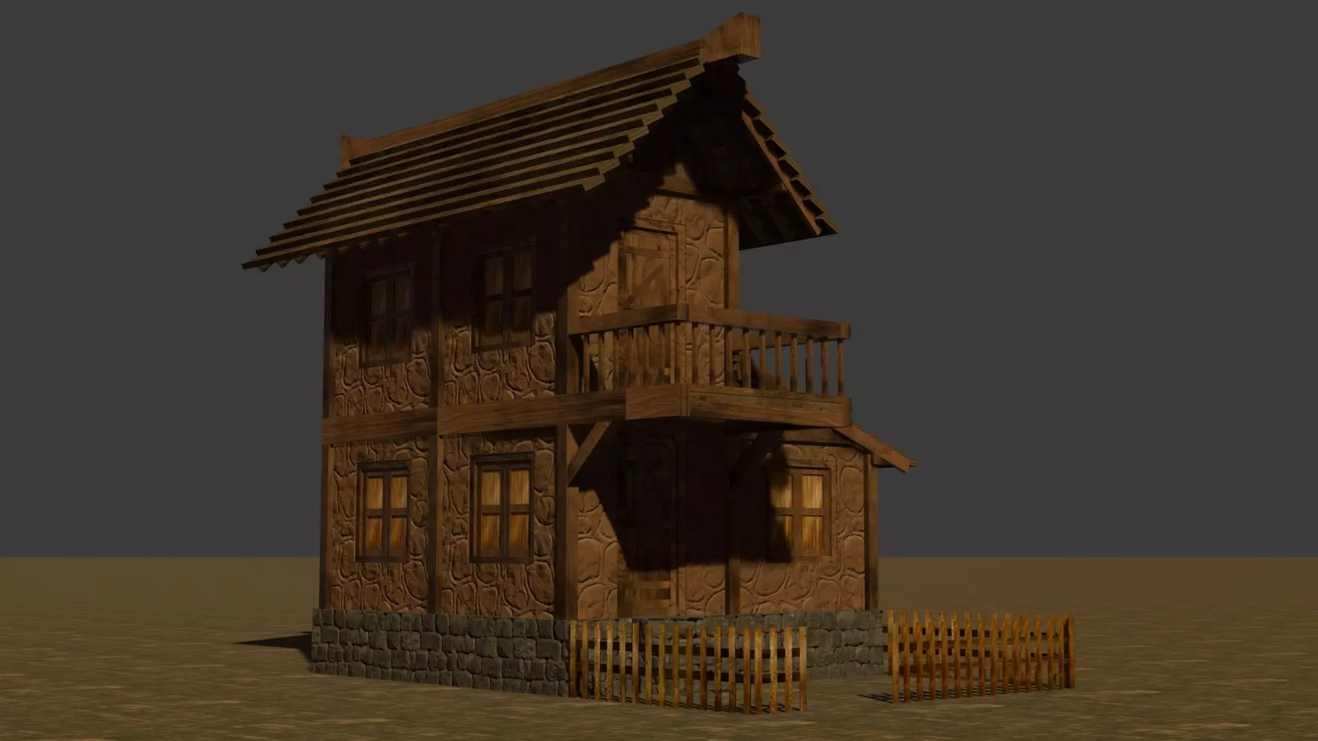 Medieval house nine 5 Low-poly 3D model_0