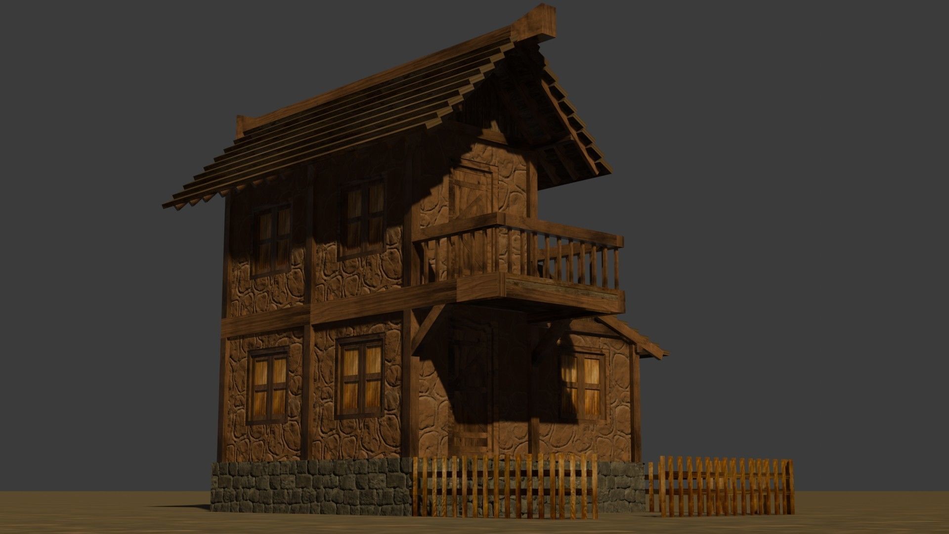 Medieval house nine 5 Low-poly 3D model_11