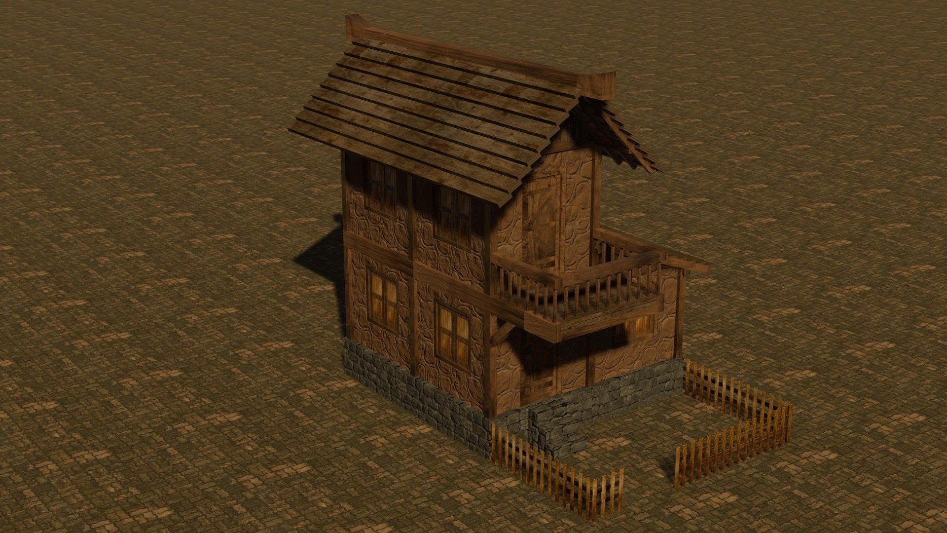 Medieval house nine 5 Low-poly 3D model_4