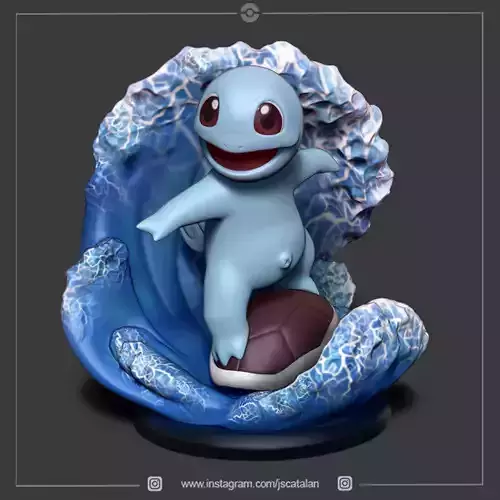 Surfing Squirtle Pokemon 3D print model