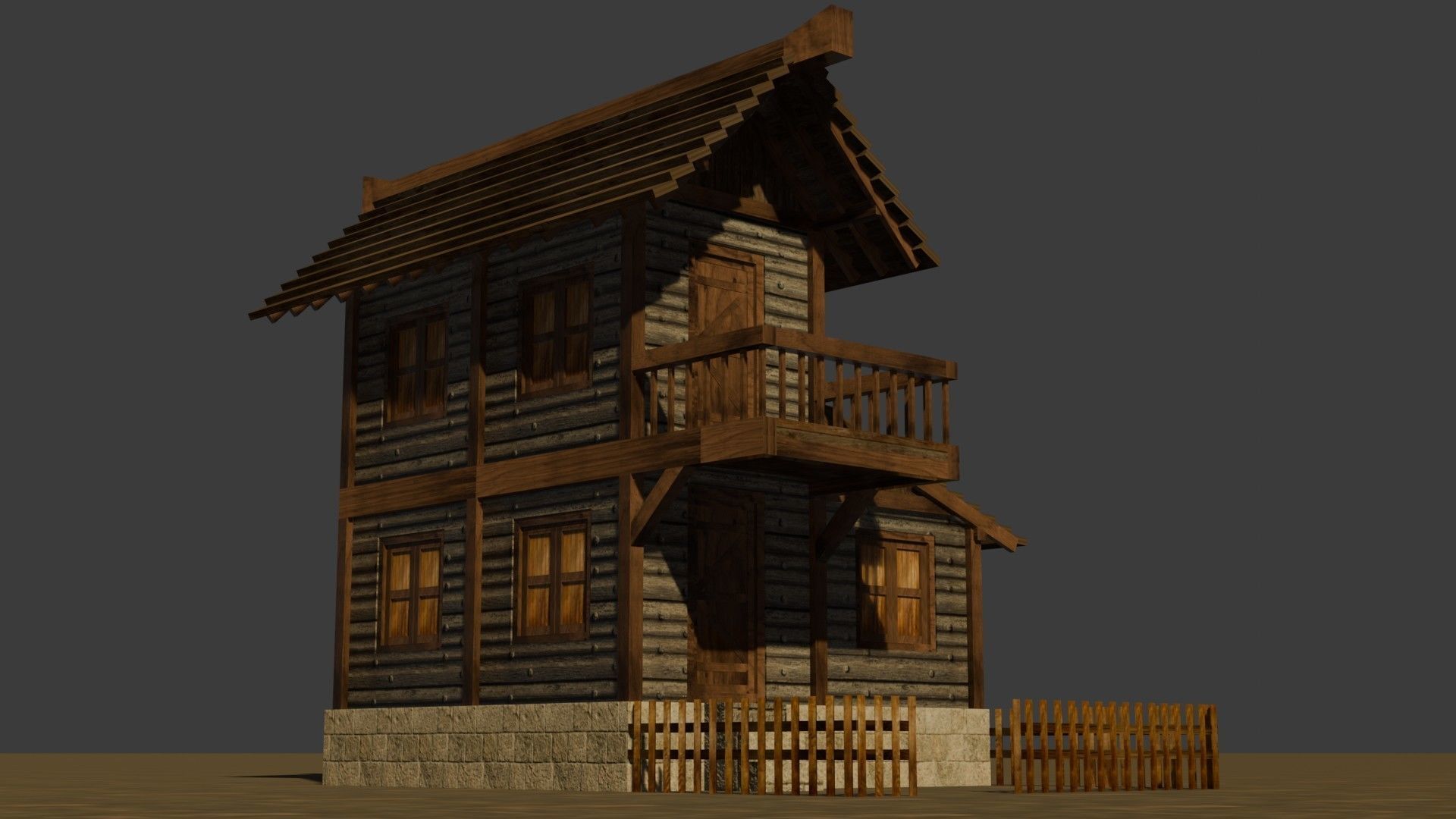 Medieval house nine 9 Low-poly 3D model_11