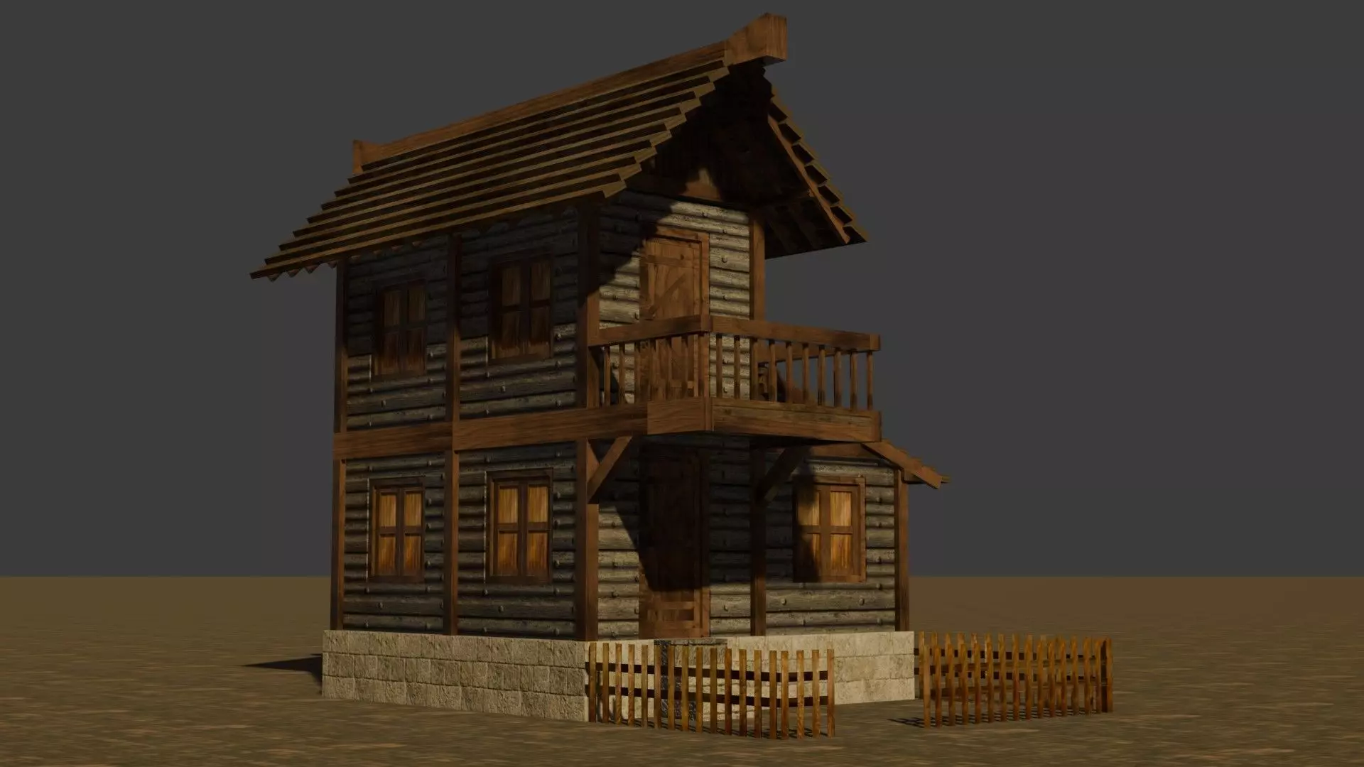 Medieval house nine 9 Low-poly 3D model_0