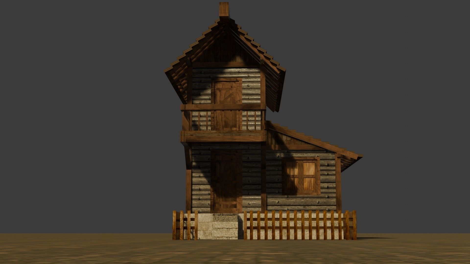 Medieval house nine 9 Low-poly 3D model_10