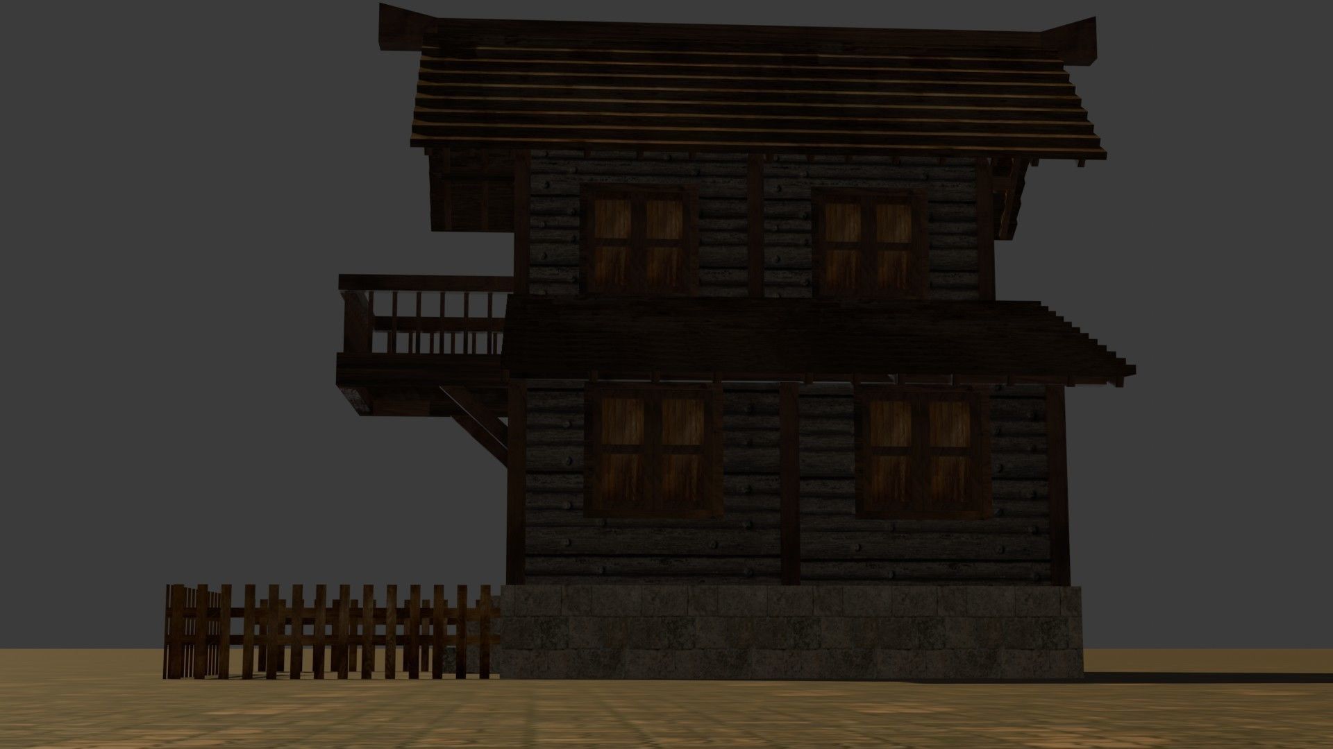 Medieval house nine 9 Low-poly 3D model_12