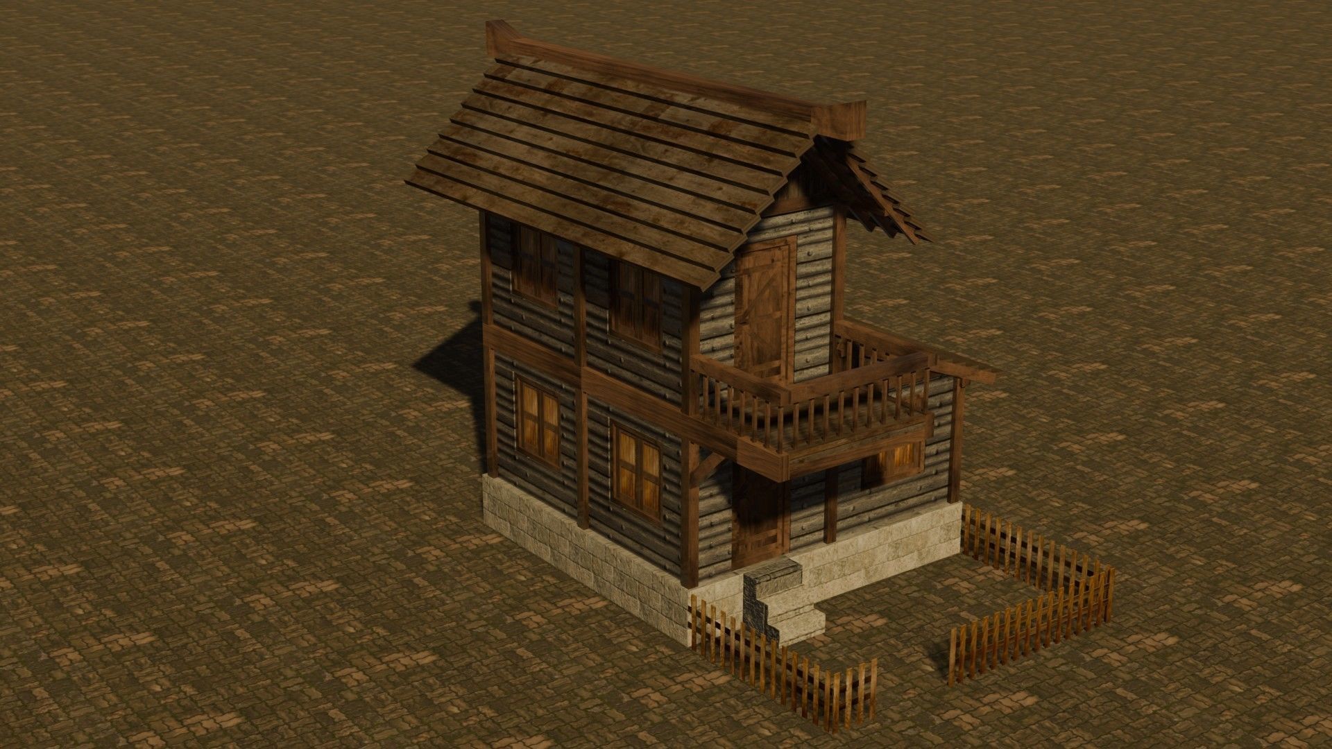 Medieval house nine 9 Low-poly 3D model_4