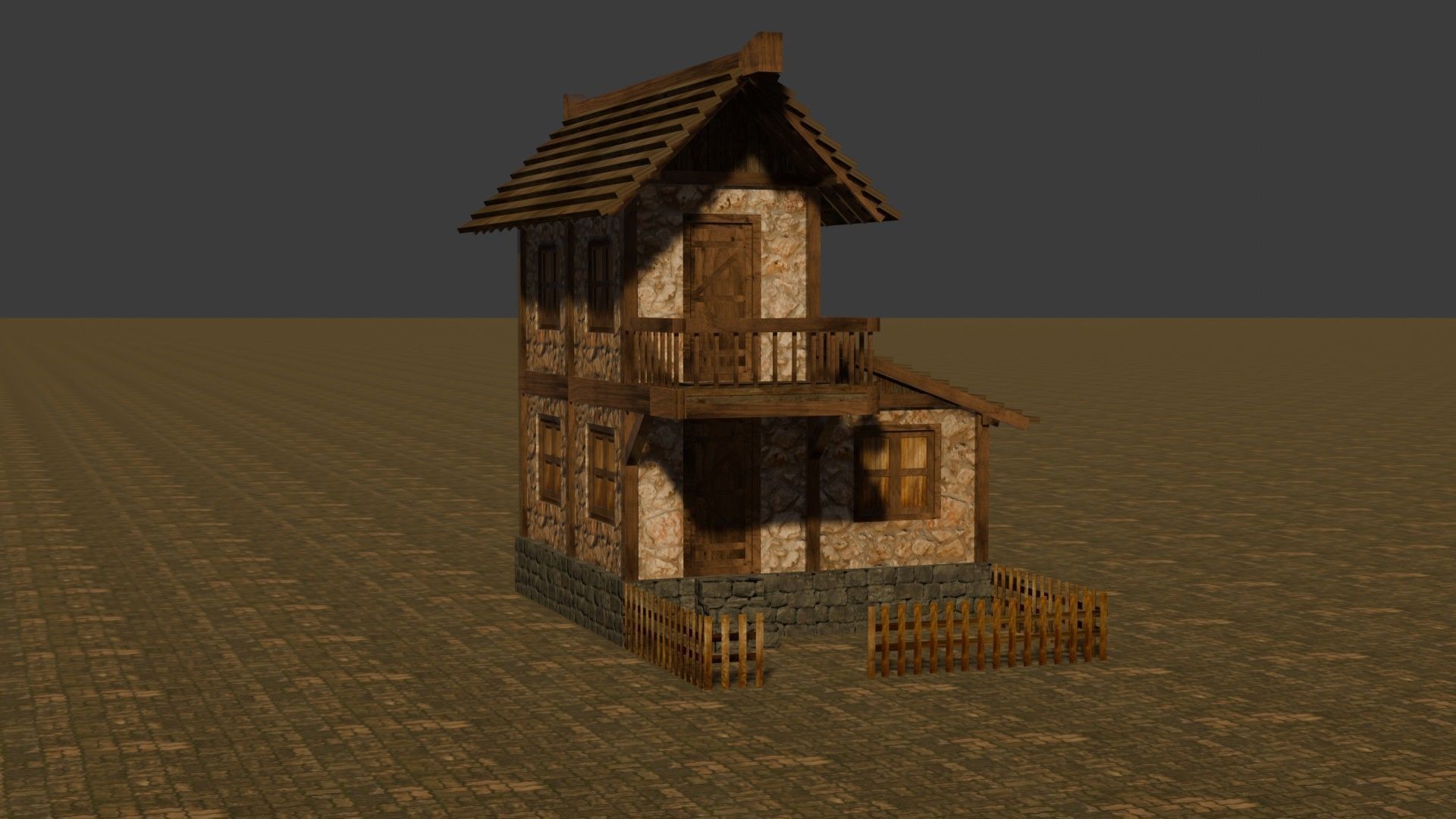 Medieval house nine 2 Low-poly 3D model_16