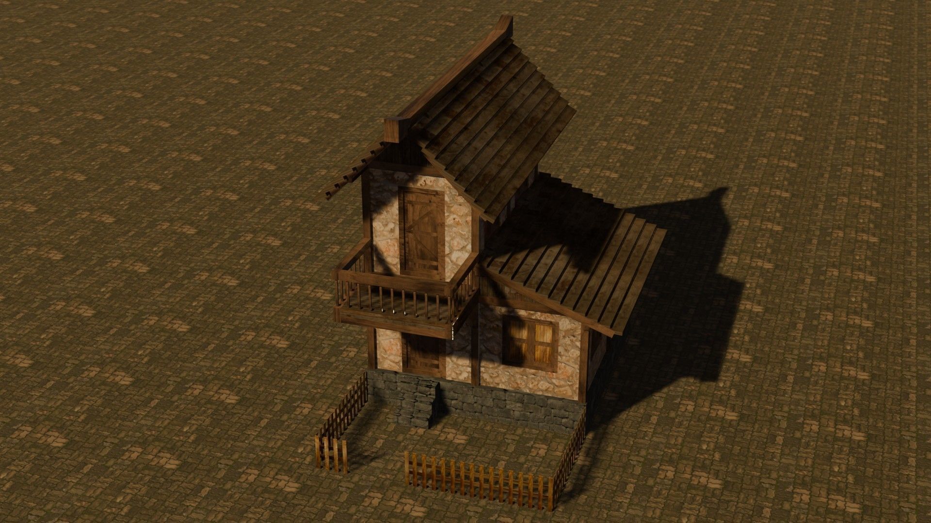 Medieval house nine 2 Low-poly 3D model_3