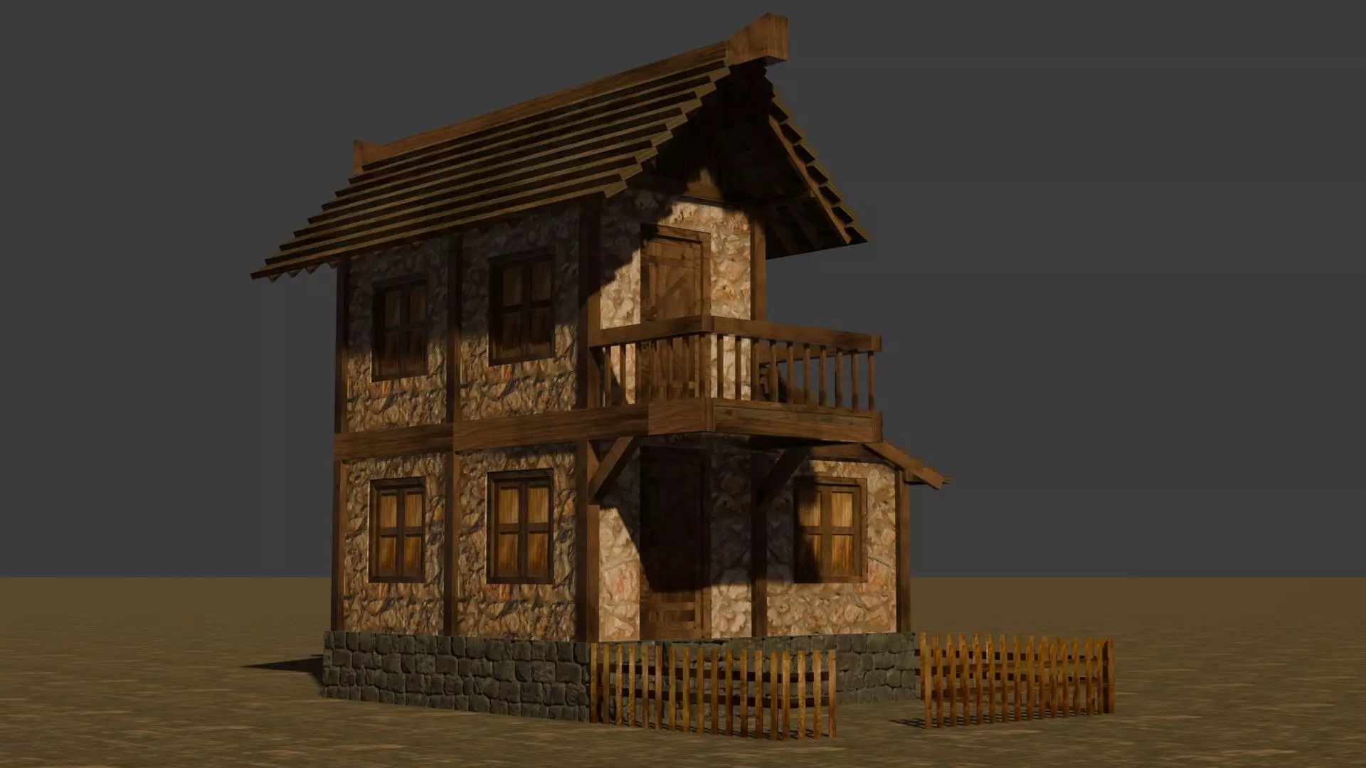 Medieval house nine 2 Low-poly 3D model_0