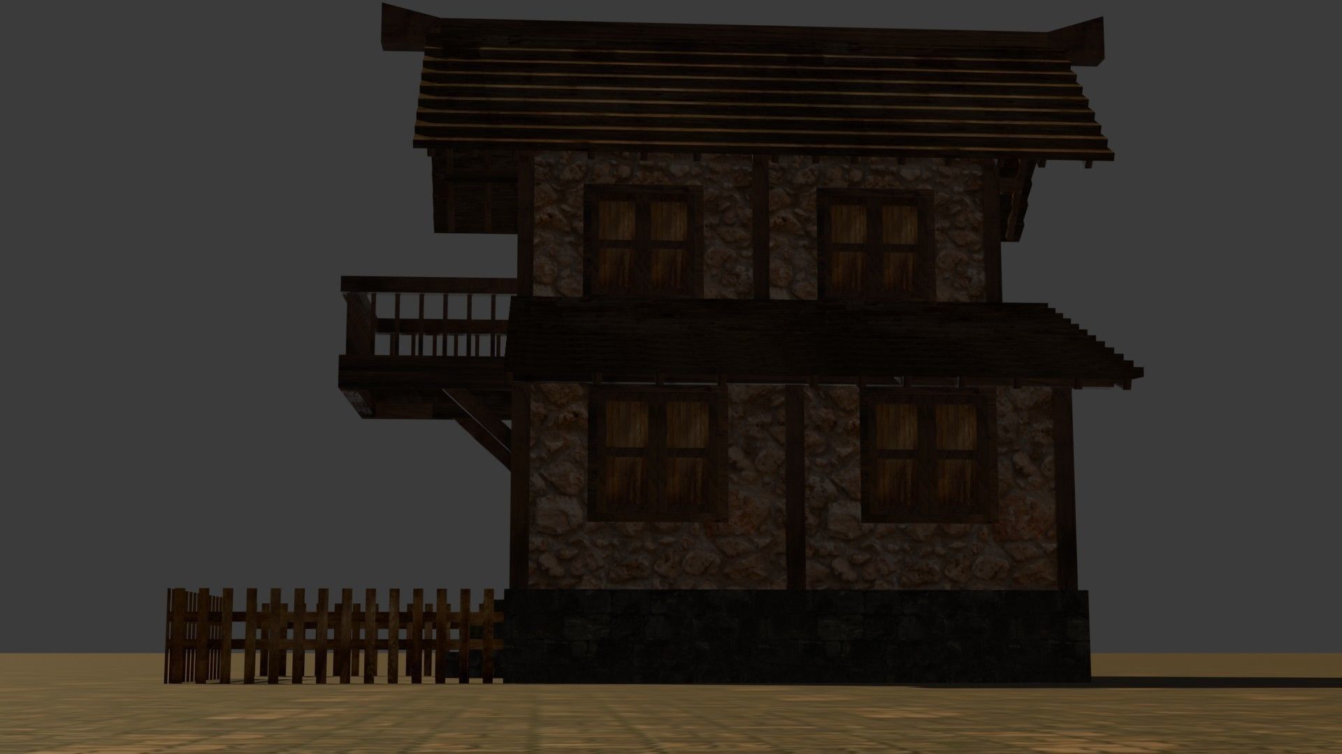 Medieval house nine 2 Low-poly 3D model_12