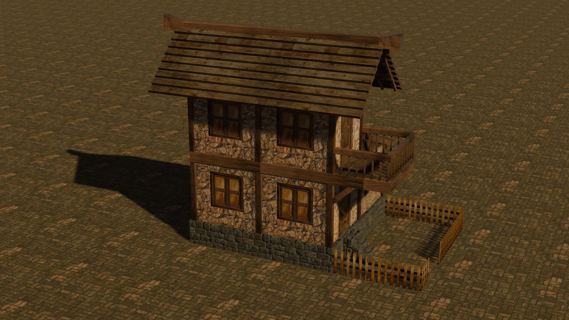 Medieval house nine 2 Low-poly 3D model_5