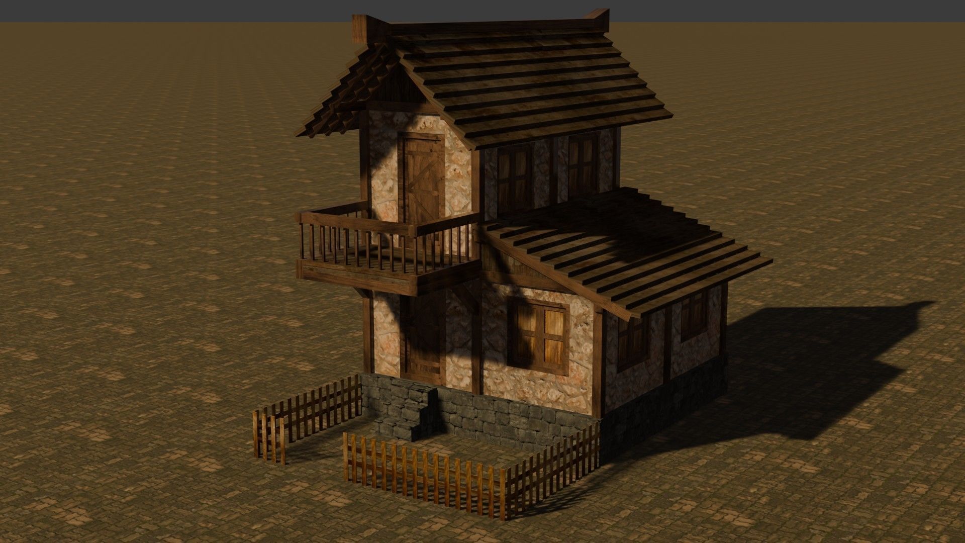 Medieval house nine 2 Low-poly 3D model_2