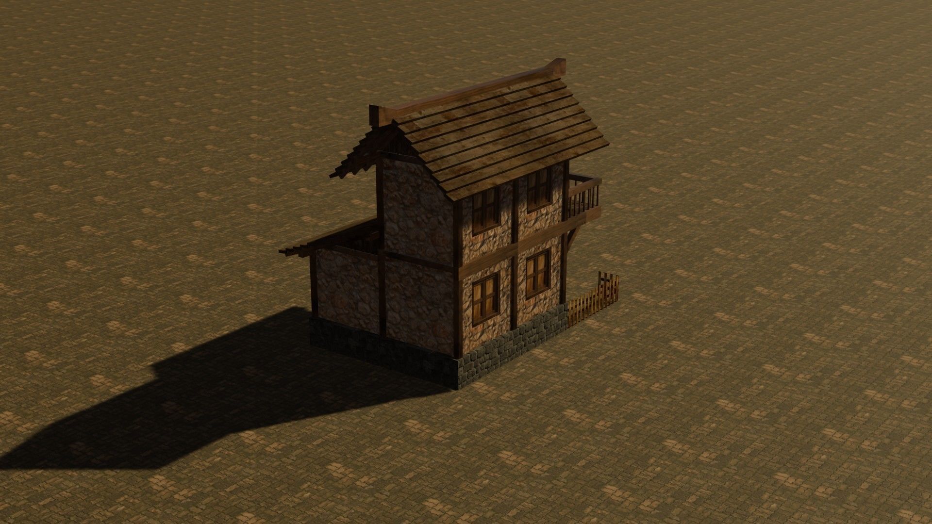 Medieval house nine 2 Low-poly 3D model_7