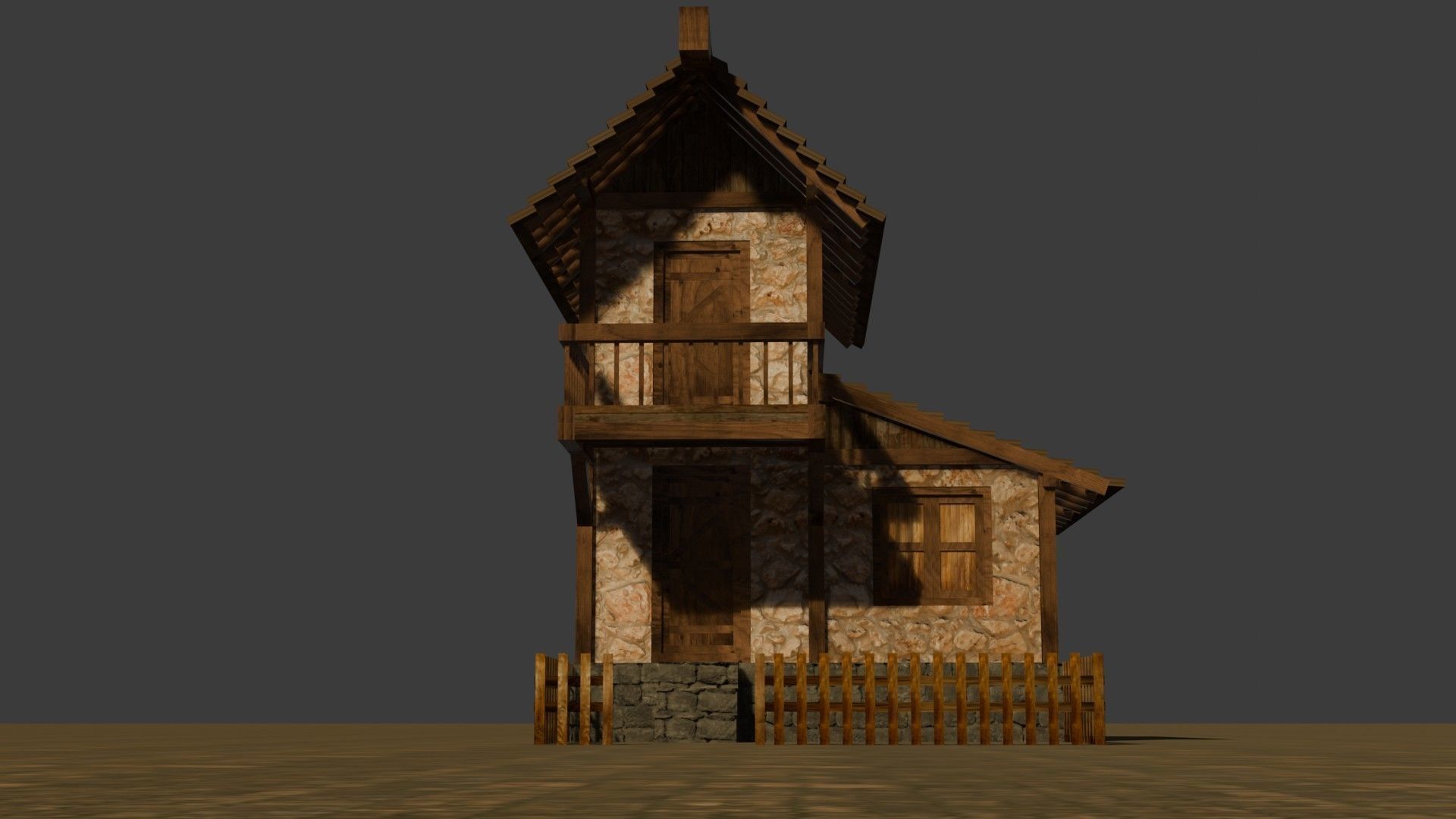 Medieval house nine 2 Low-poly 3D model_10