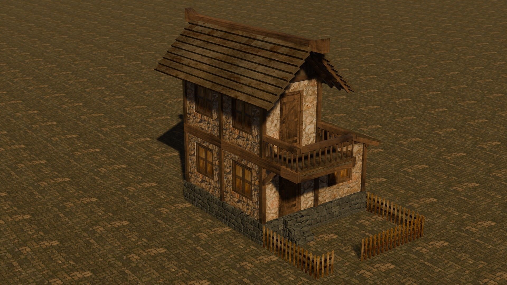 Medieval house nine 2 Low-poly 3D model_4