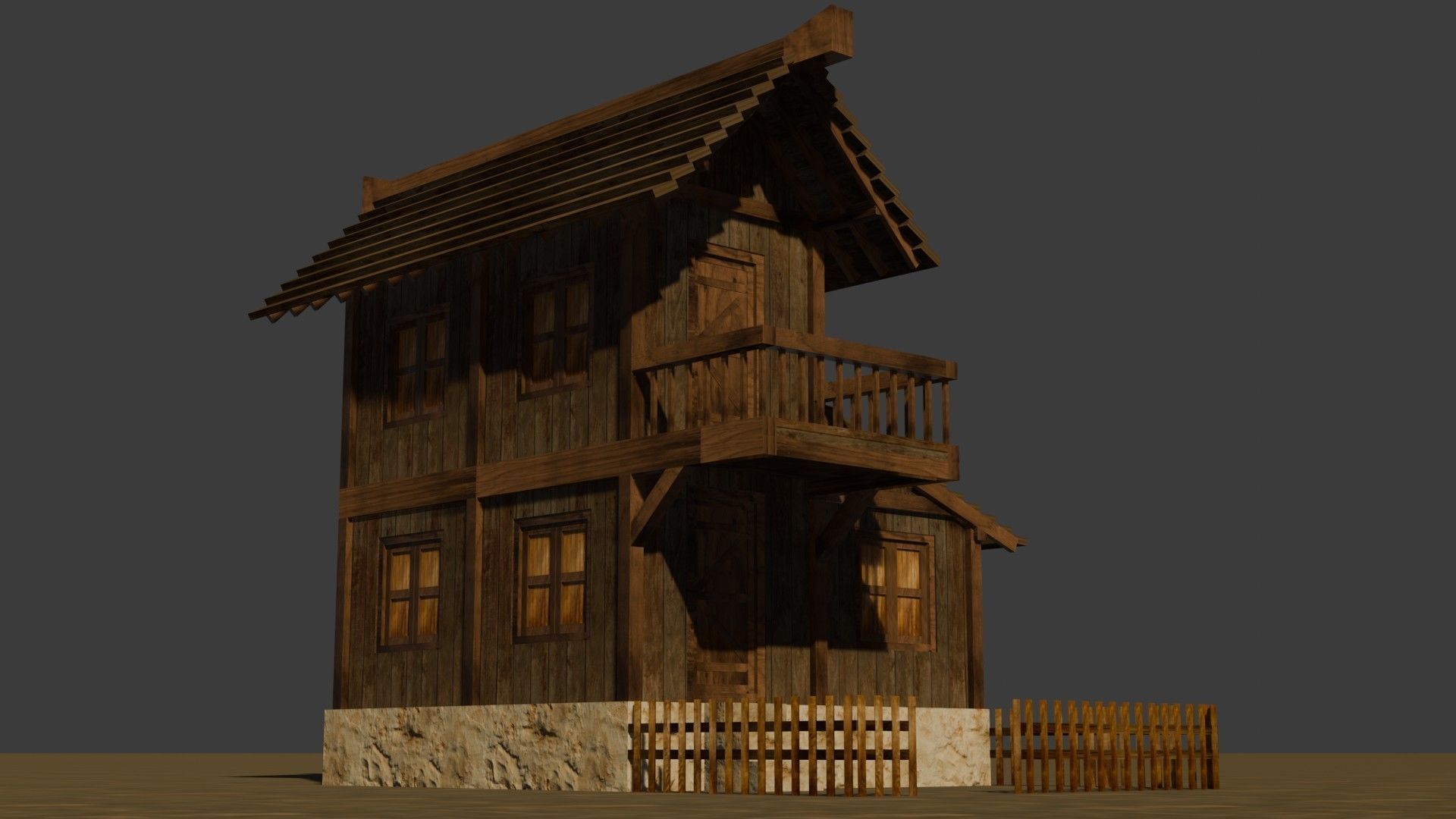 Medieval house nine 18 Low-poly 3D model_11