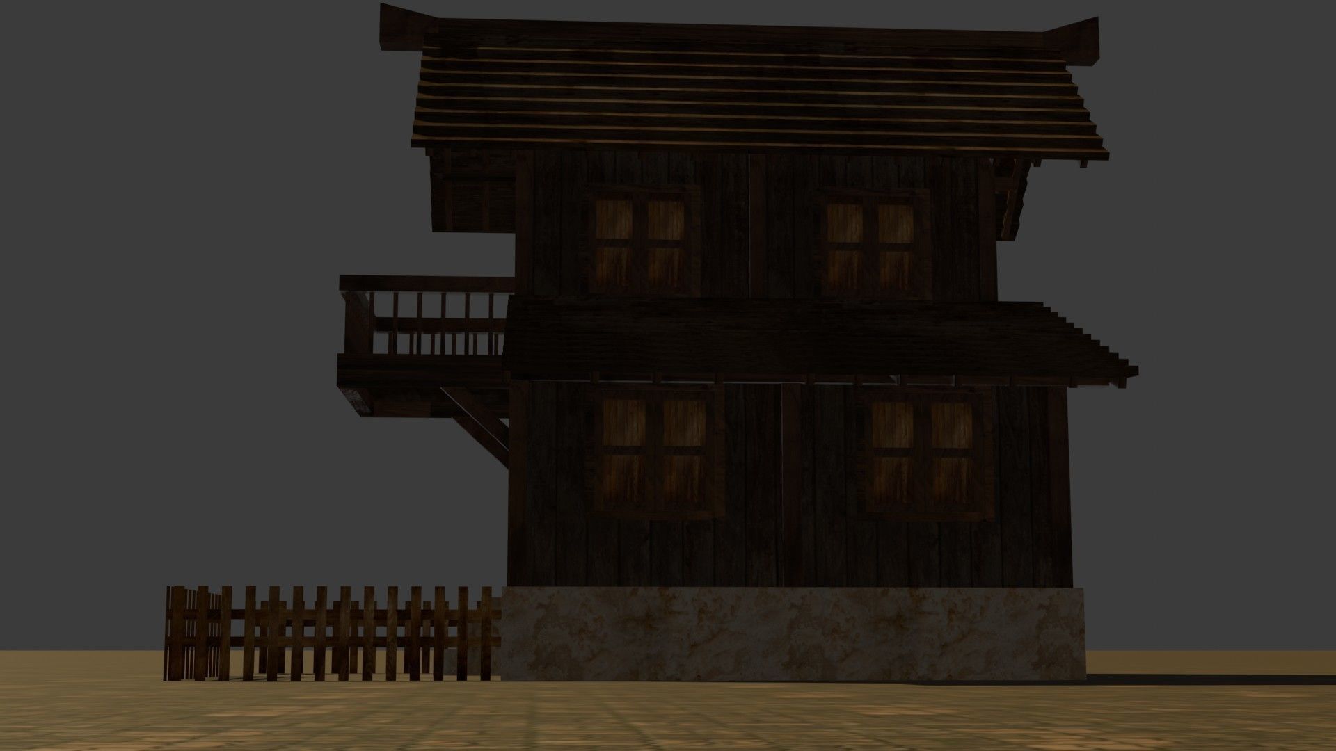 Medieval house nine 18 Low-poly 3D model_12