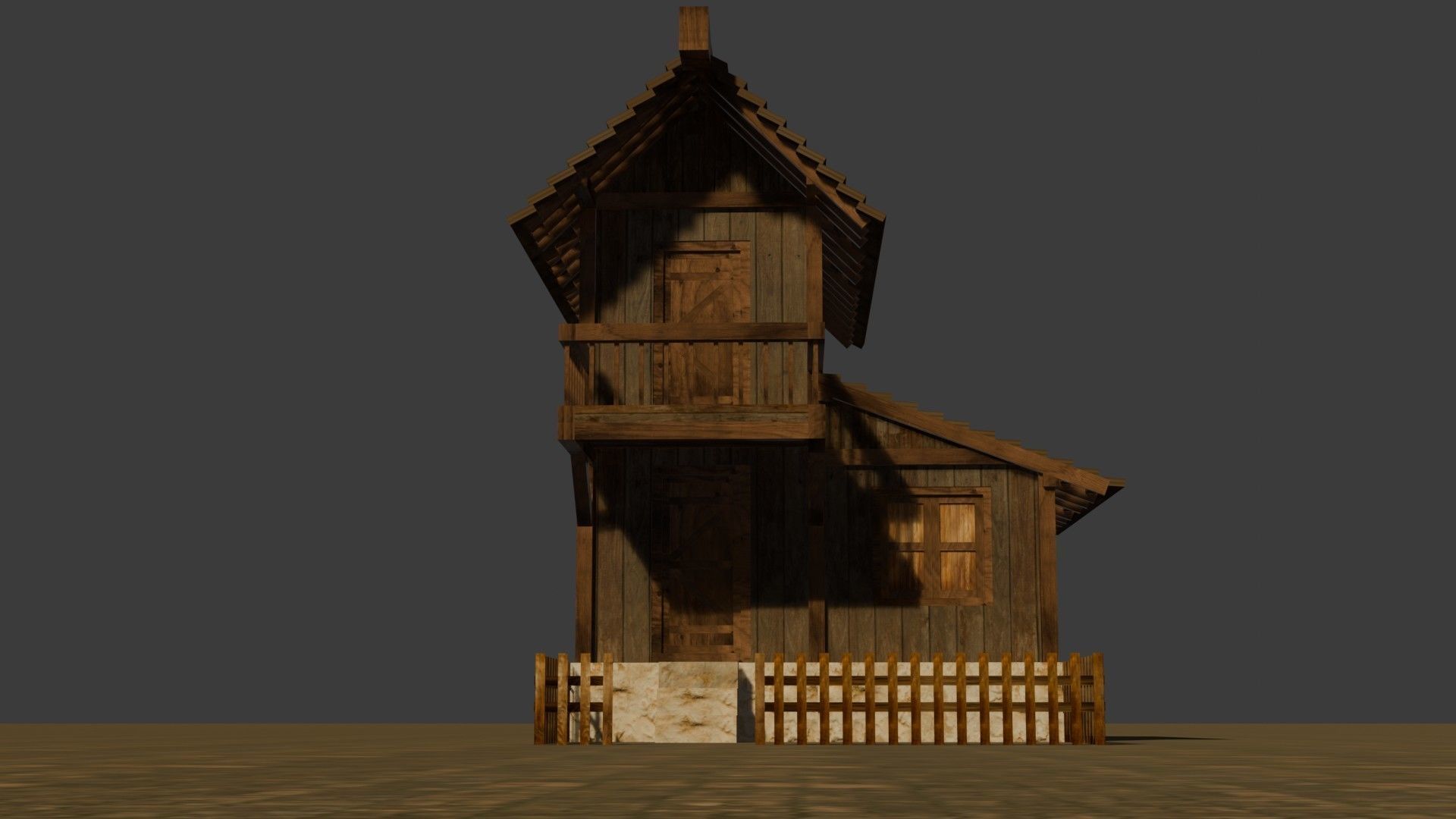 Medieval house nine 18 Low-poly 3D model_10