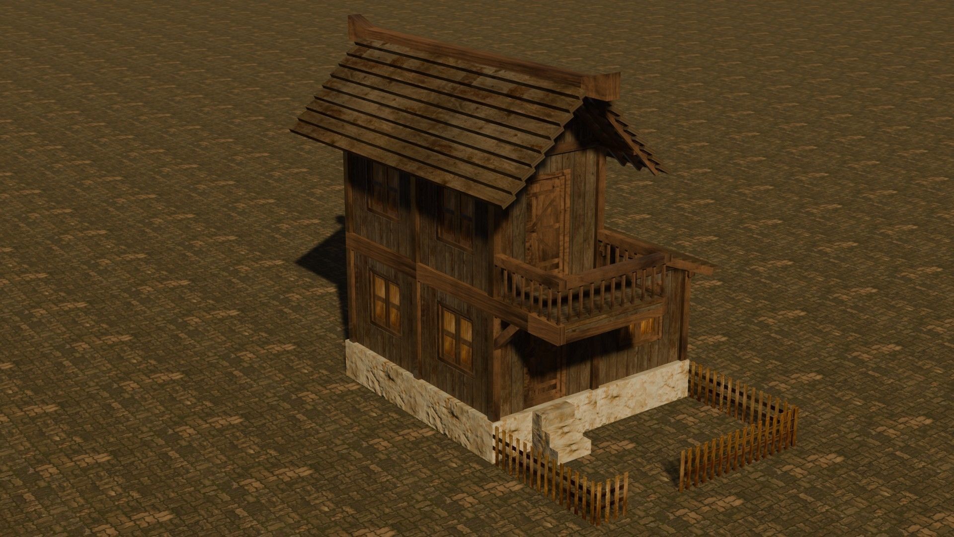 Medieval house nine 18 Low-poly 3D model_4